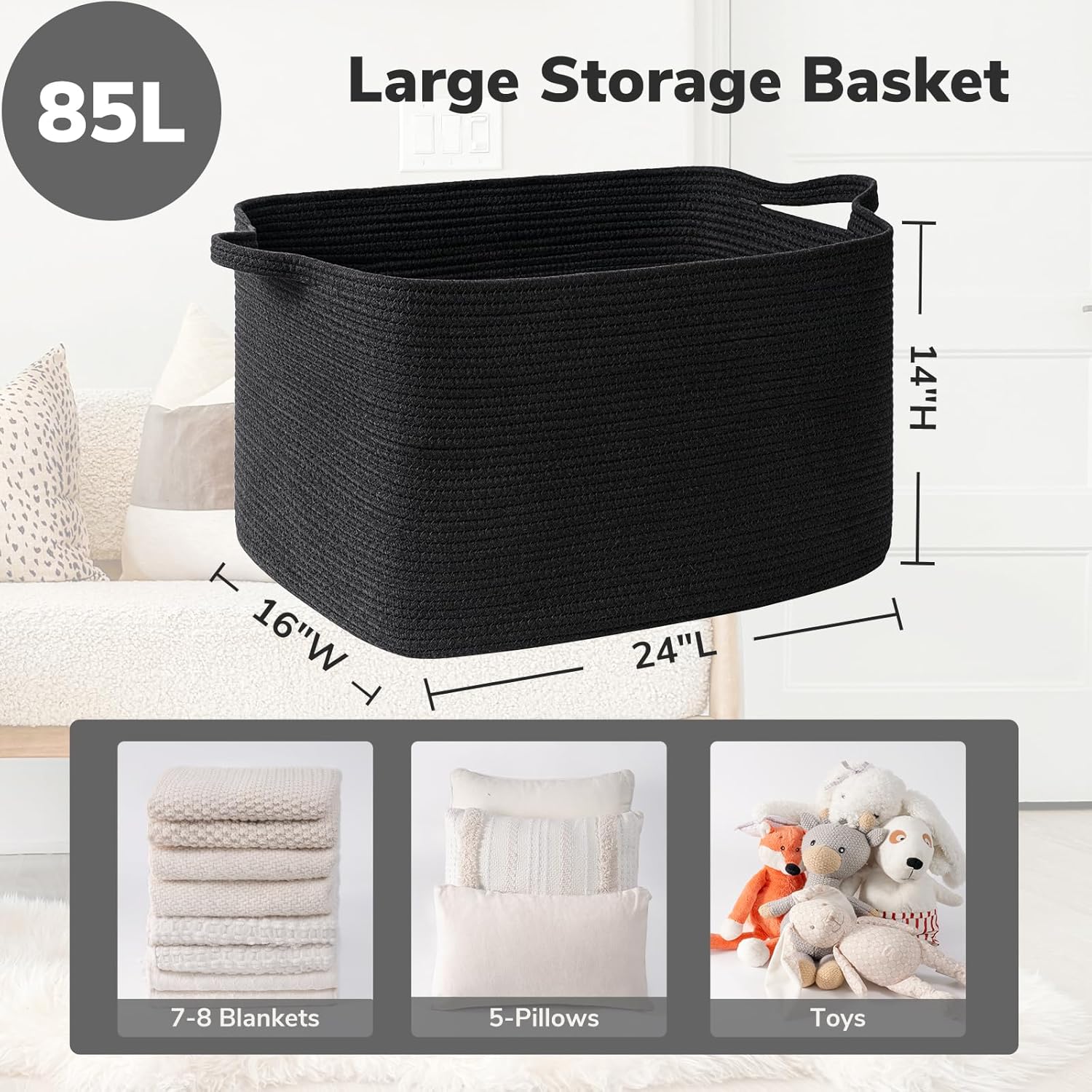 Sturdy Durable Storage Basket for Living Room