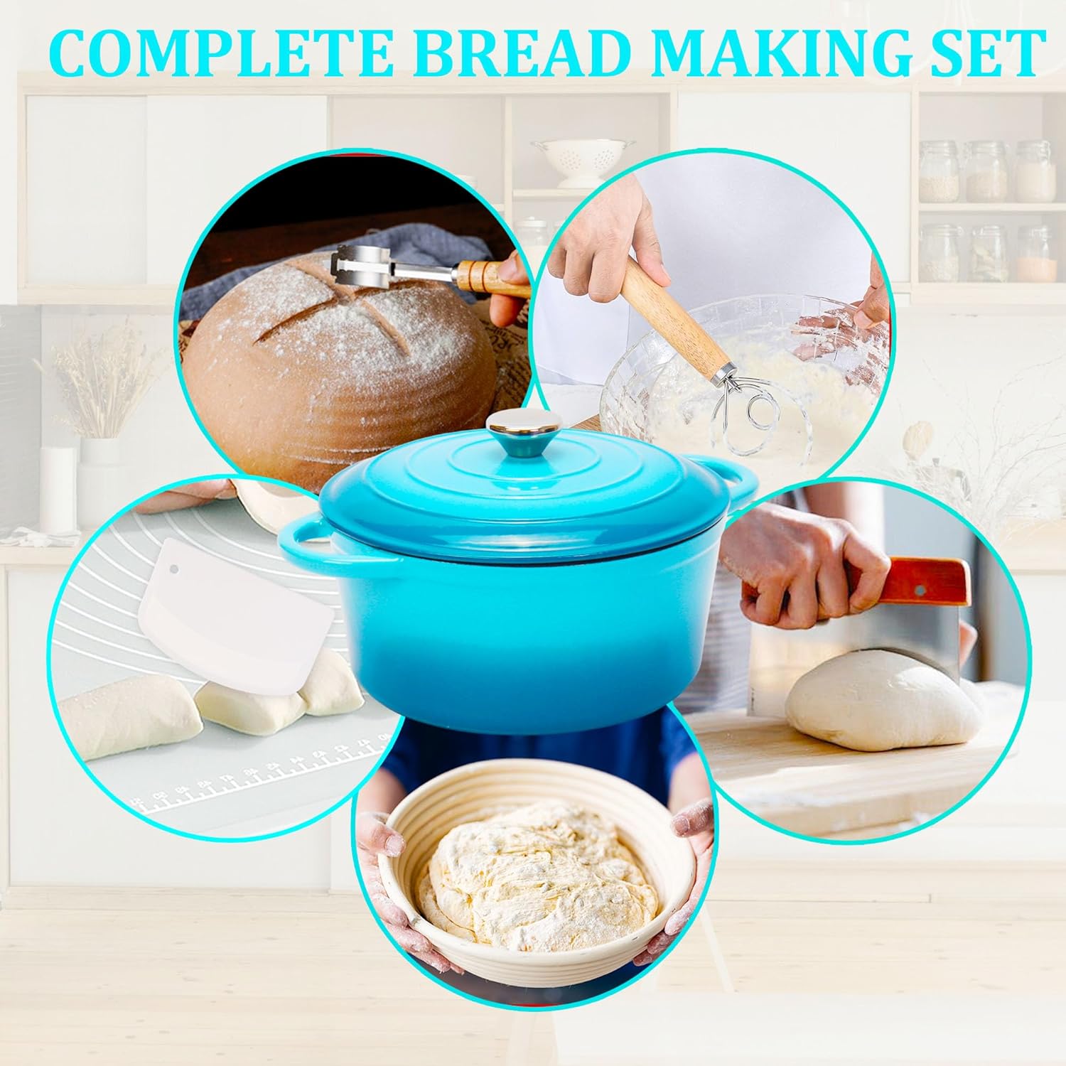 5 QT Cast Iron Dutch Oven for Perfect Bread Baking