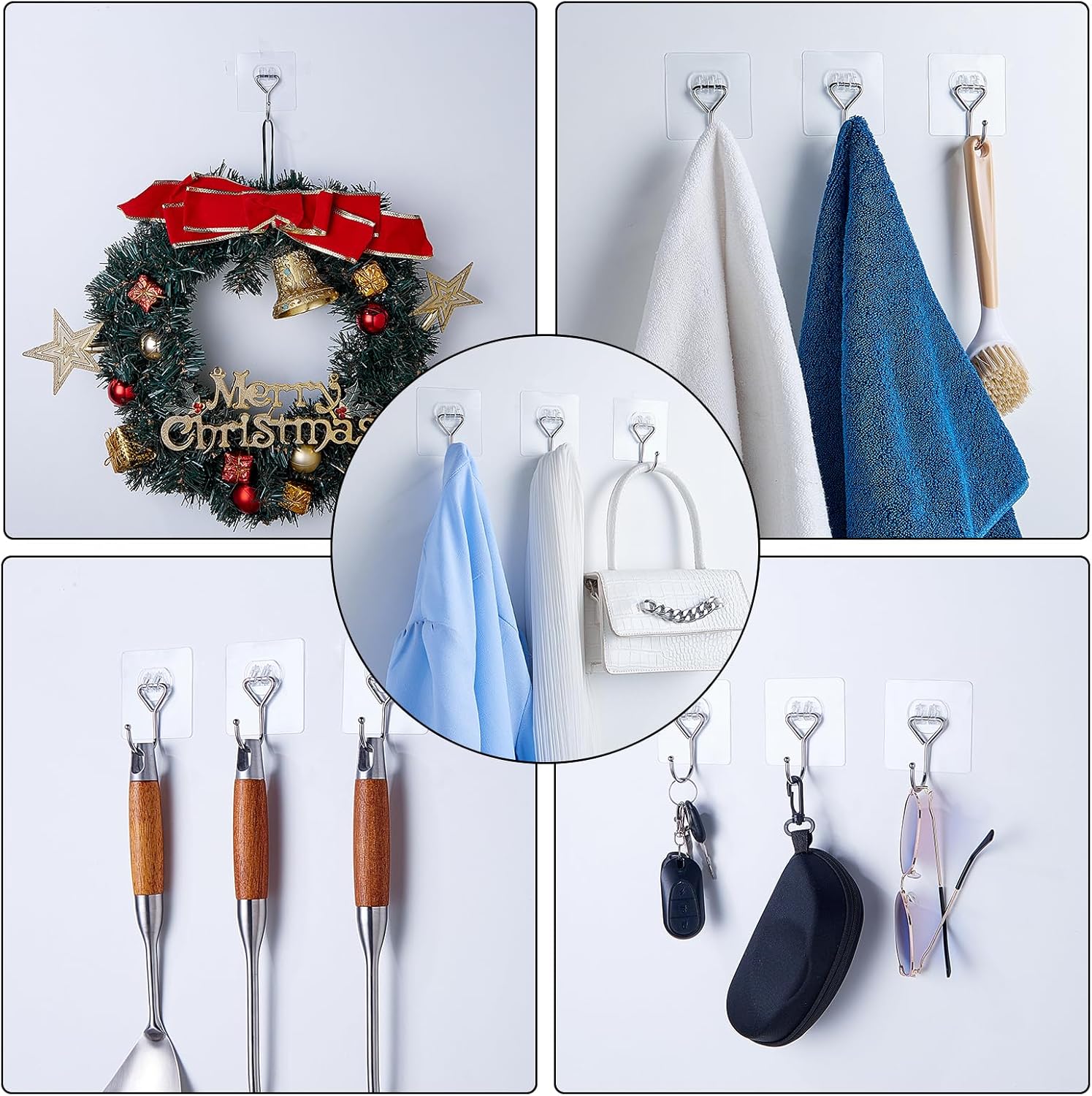 Heavy Duty Adhesive Hooks for Kitchen Bathroom Home