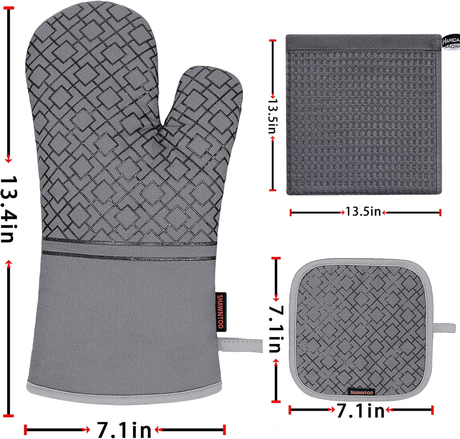 Safe Durable Oven Mitts Set for Cooking Baking