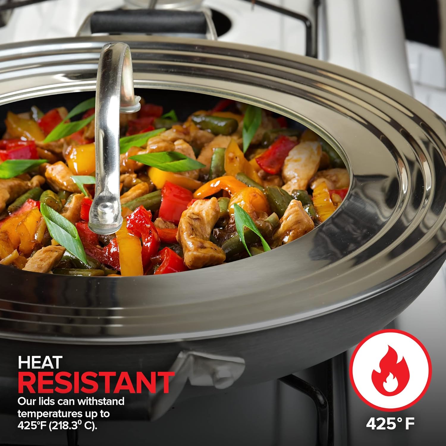 Universal Lid with Tempered Glass Top for Cookware 825-12 Fit