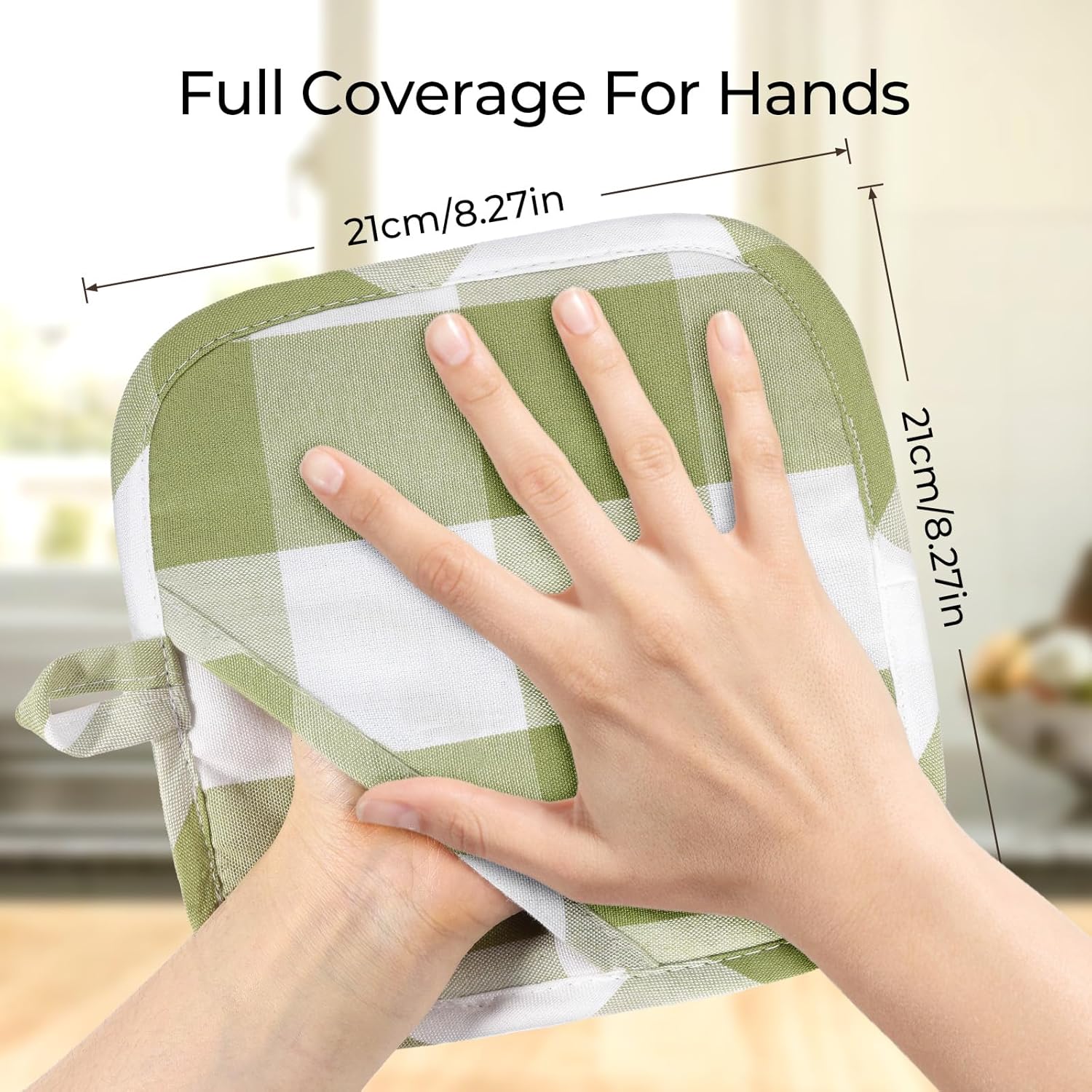 2-Piece Green Plaid Heat-Resistant Pot Holders
