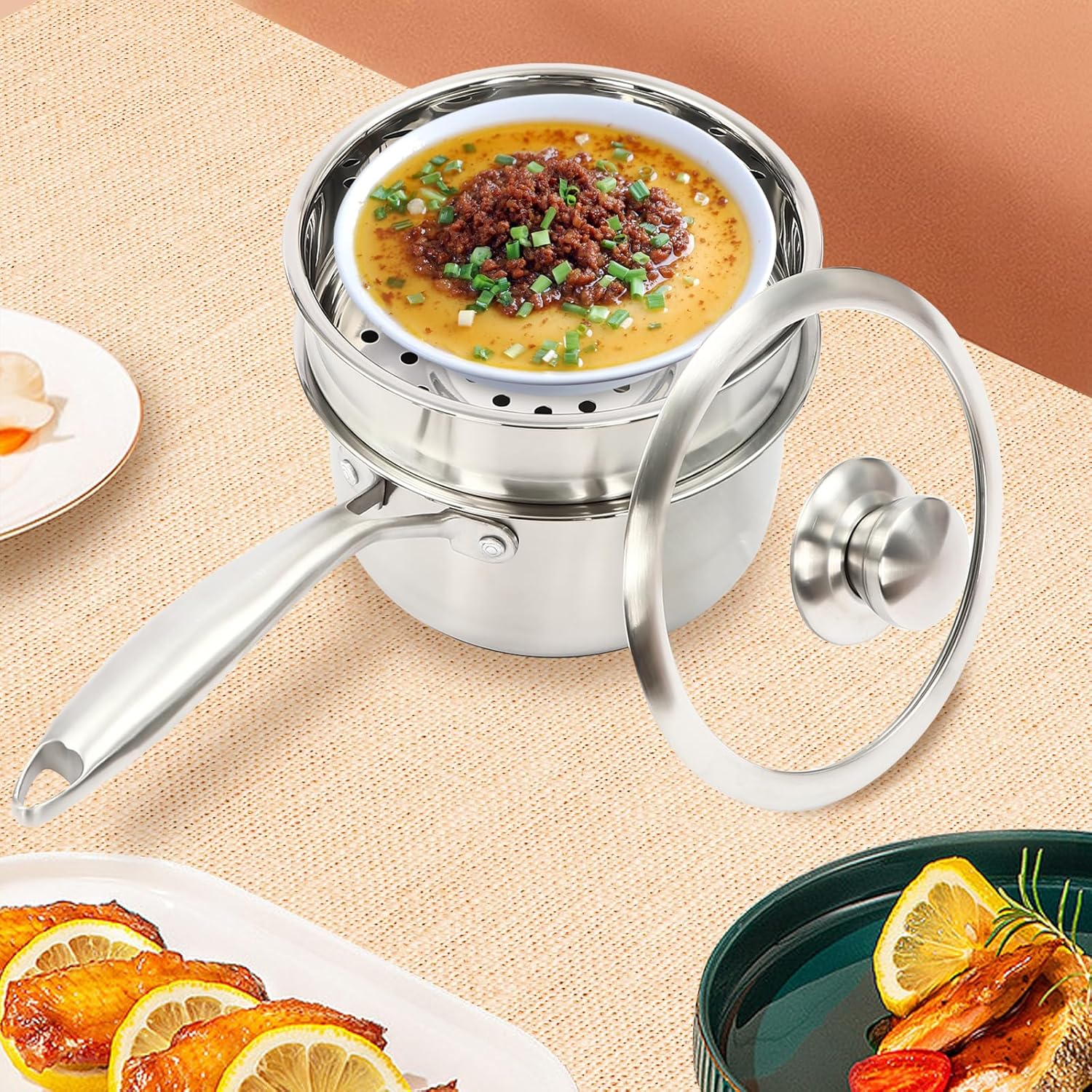 25 Quart Stainless Steel Saucepan with Handle Durable Space-Saving for Cooking