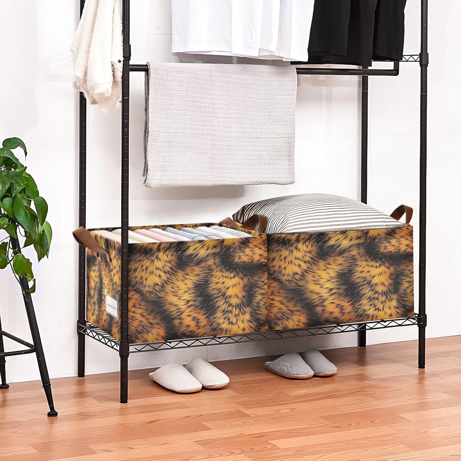 Big Leopard Dresser Storage Basket - Collapsible Waterproof