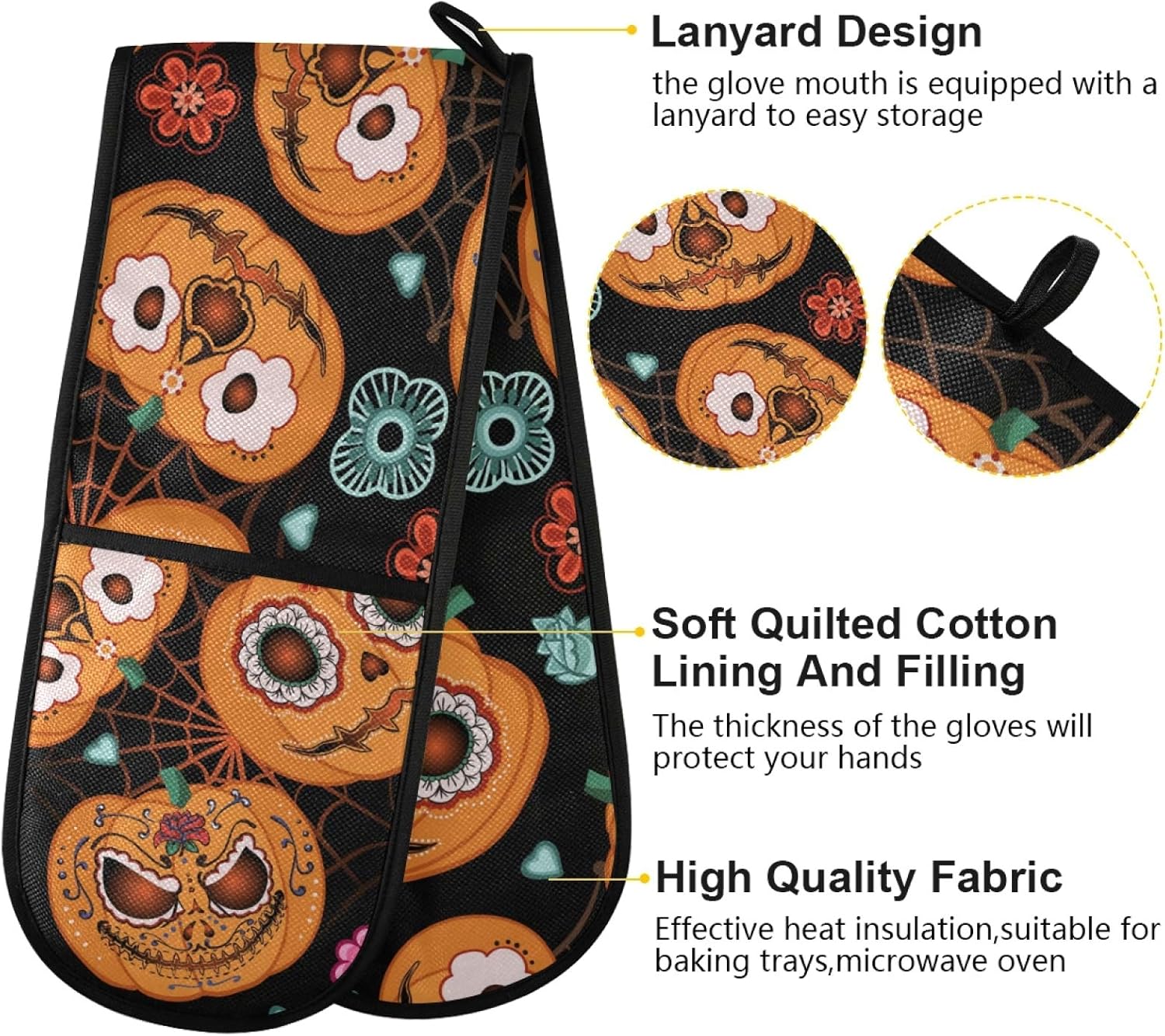 ZZXXB Halloween Pumpkin Heat-Resistant Oven Mitts