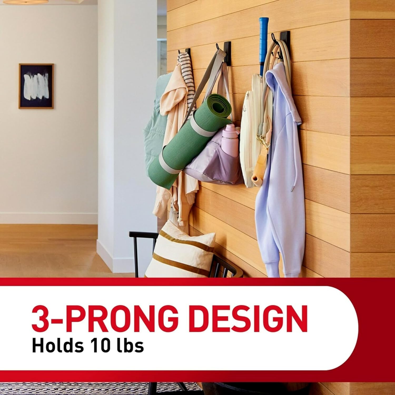 Durable Matte Black Wall Hook 3 Strips for Easy Hanging