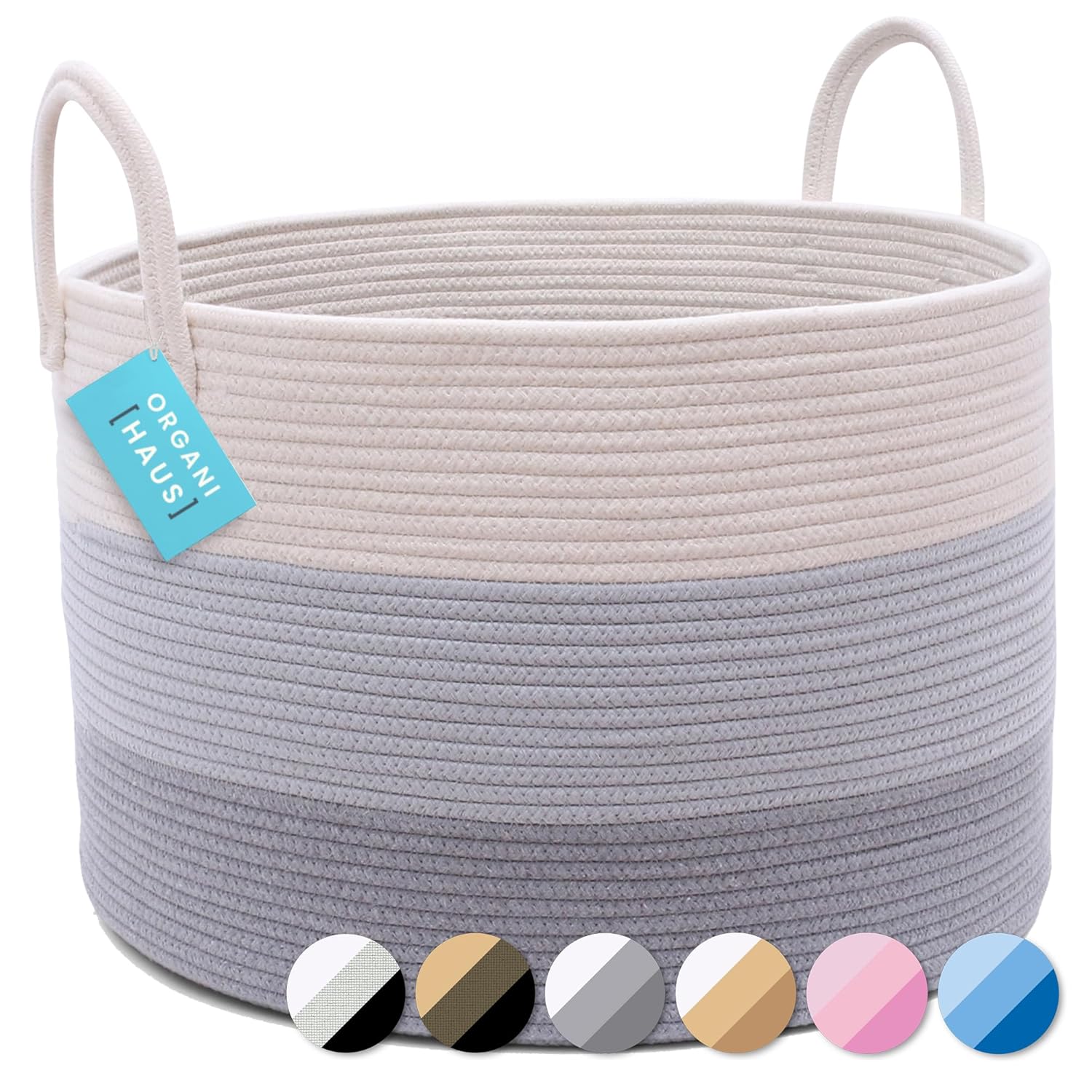 OrganisHaus Gray Extra Large Storage Basket for Kids Rooms