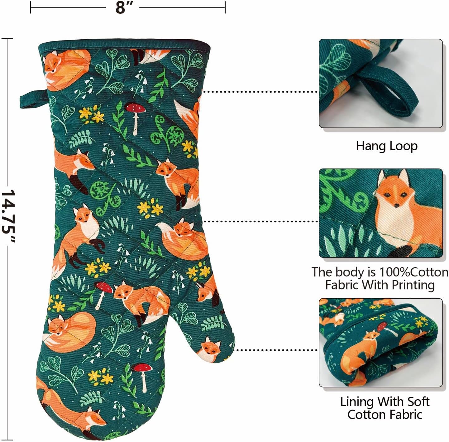 Heat-Resistant Kitchen Oven Mitts with Non-Slip Silicone Set of 2