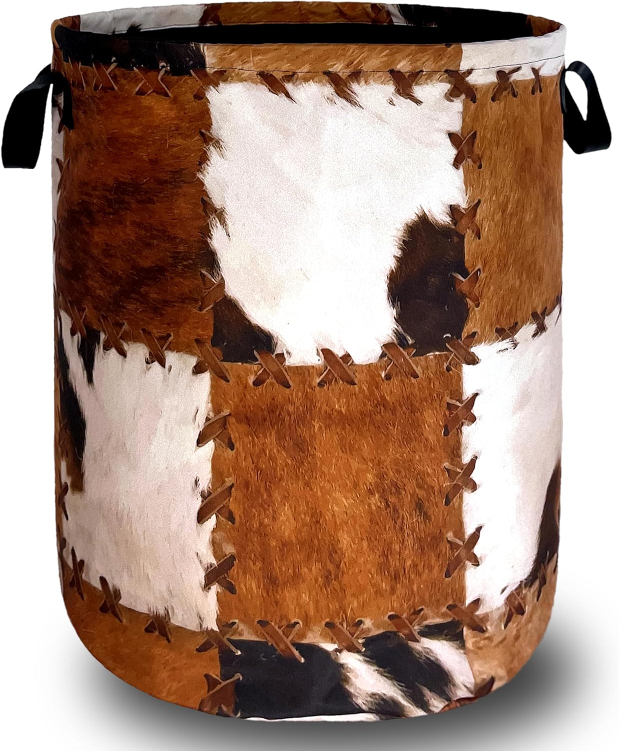 Retro Cows Print Foldable Laundry Basket with Handles 1