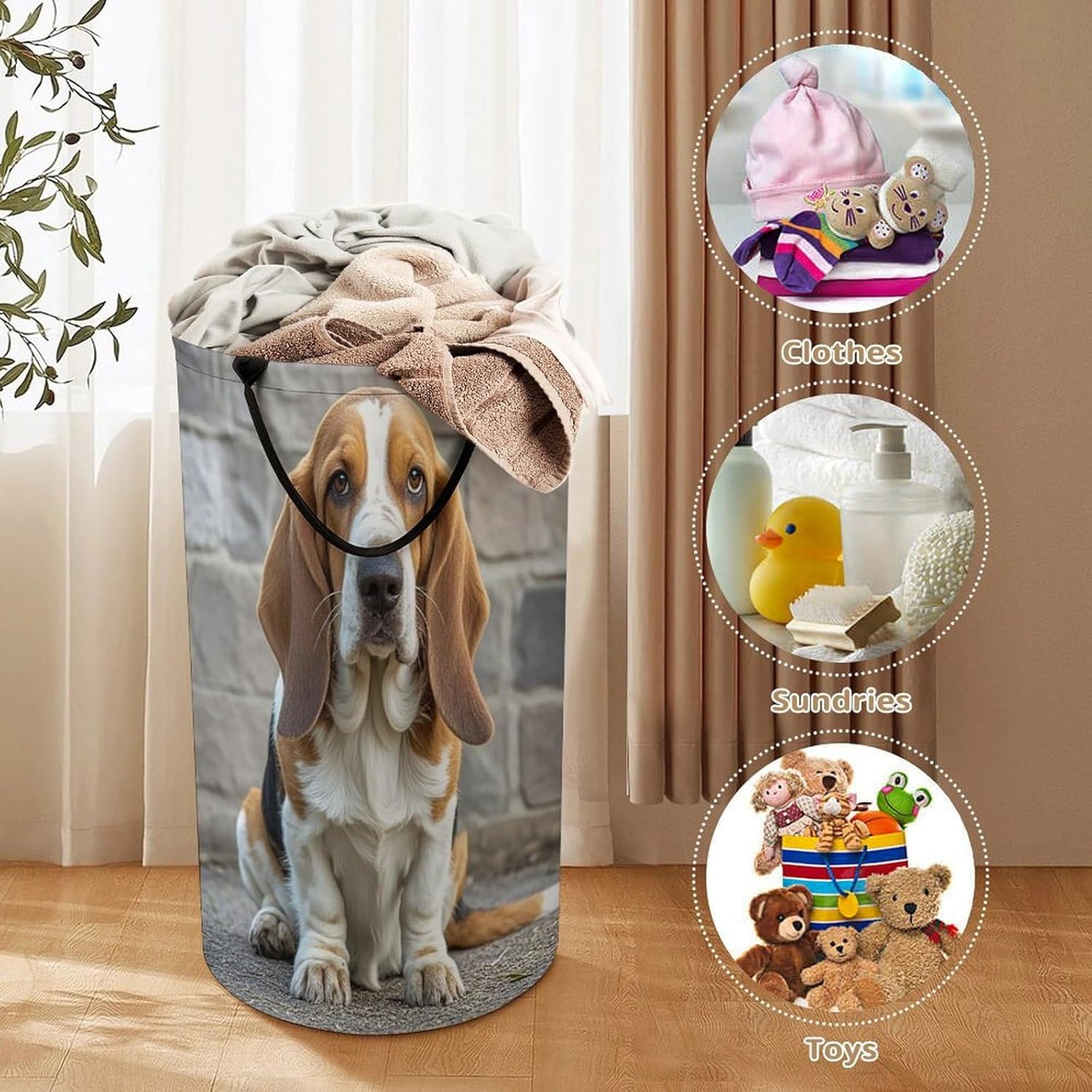 Variuable Waterproof Collapsible Basset Hound Basket for Space-Saving Storage