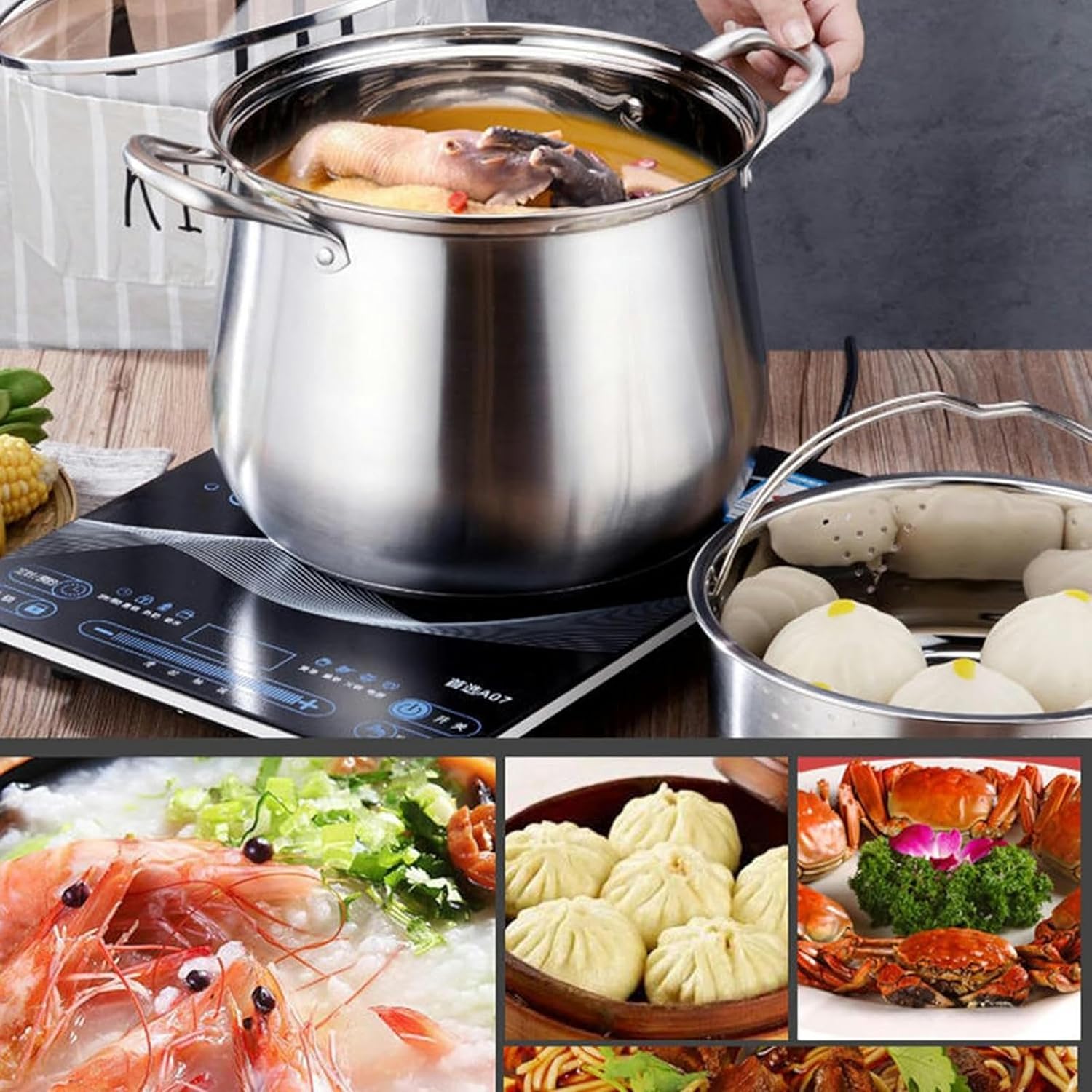 Stainless Steel Seafood Oyster Steamer Pot for Cooking