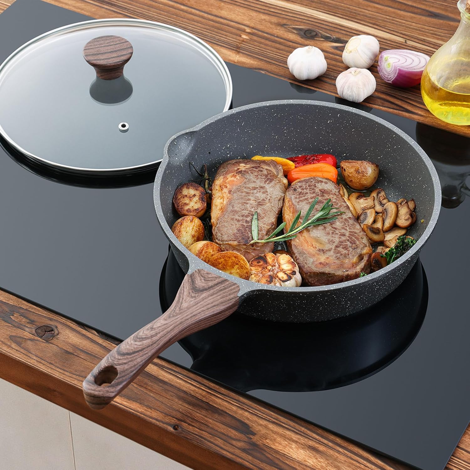 SENSARTEStay-Cool Deep-Frying Pan with Non-Stick Surface 10-Inch
