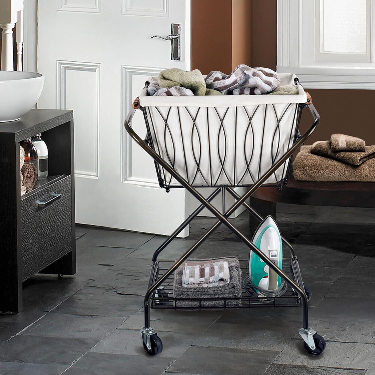Artesa Verona Collapsible Laundry Cart Black Large