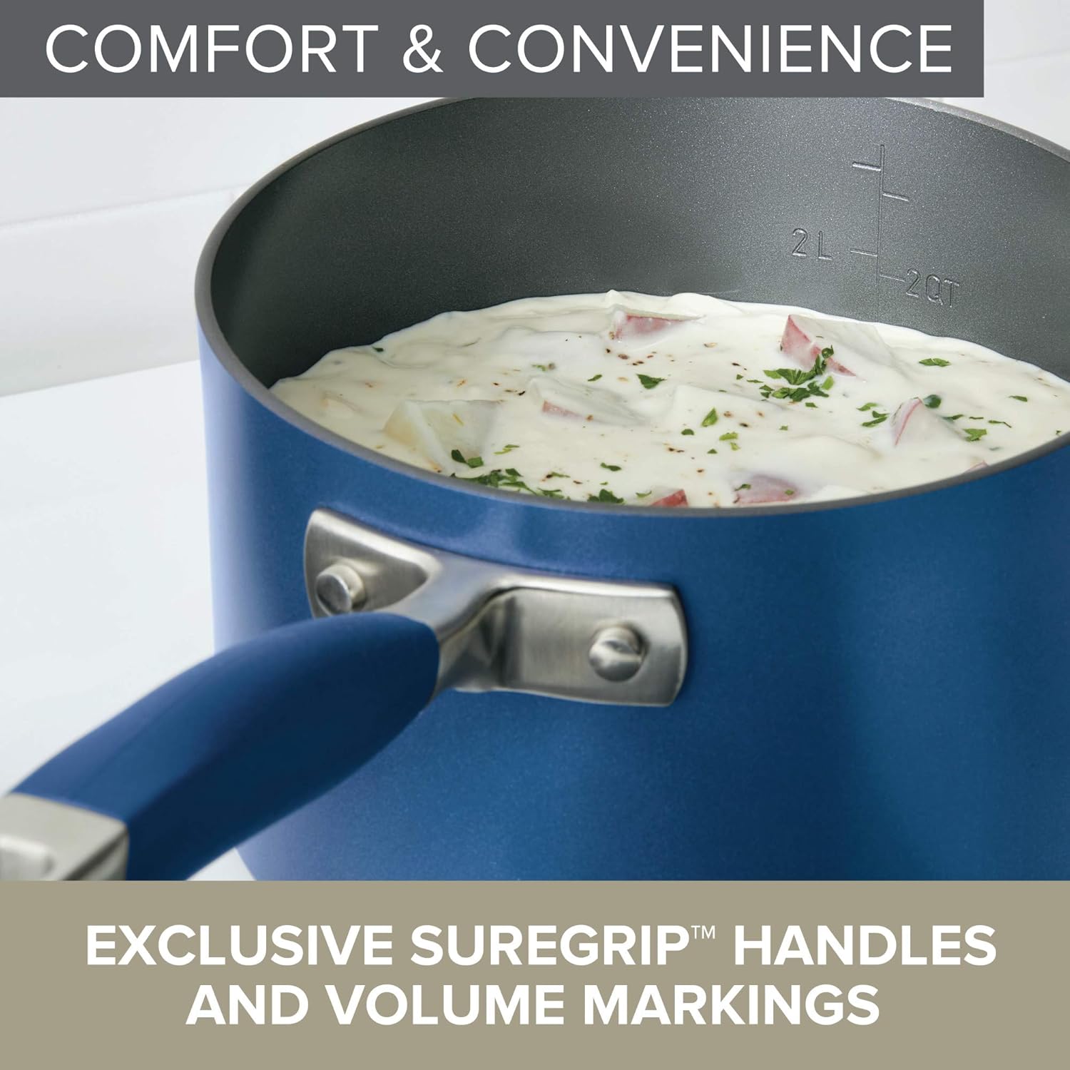 Anolon Advanced Home Hard Anodized Nonstick Saucepan with Lid and Straining Function