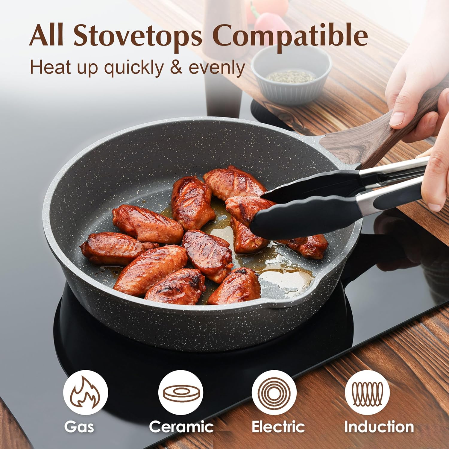 SENSARTEStay-Cool Deep-Frying Pan with Non-Stick Surface 10-Inch