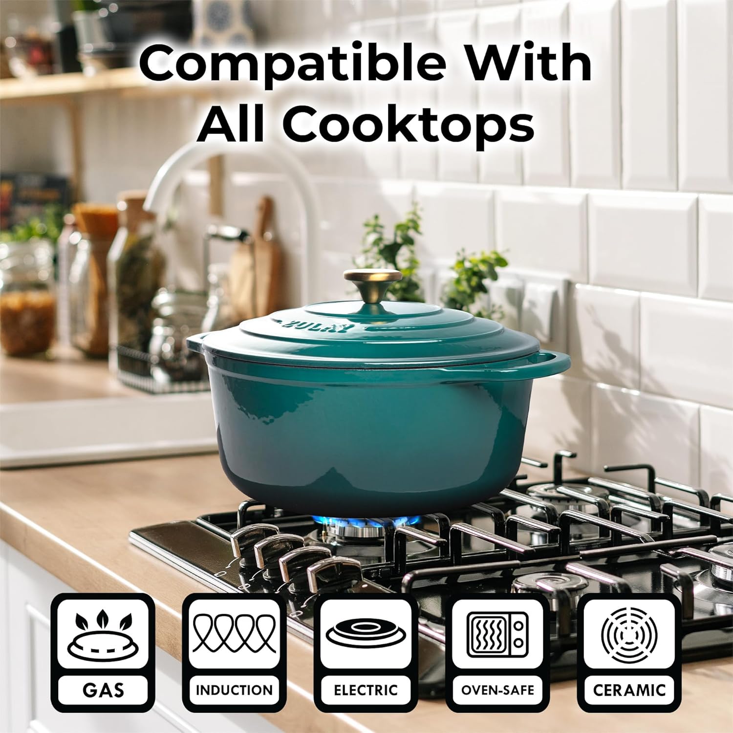 Zulay Kitchen 6 Quart Enameled Cast Iron Dutch Oven Premium Oven-Safe Perfect for Baking More