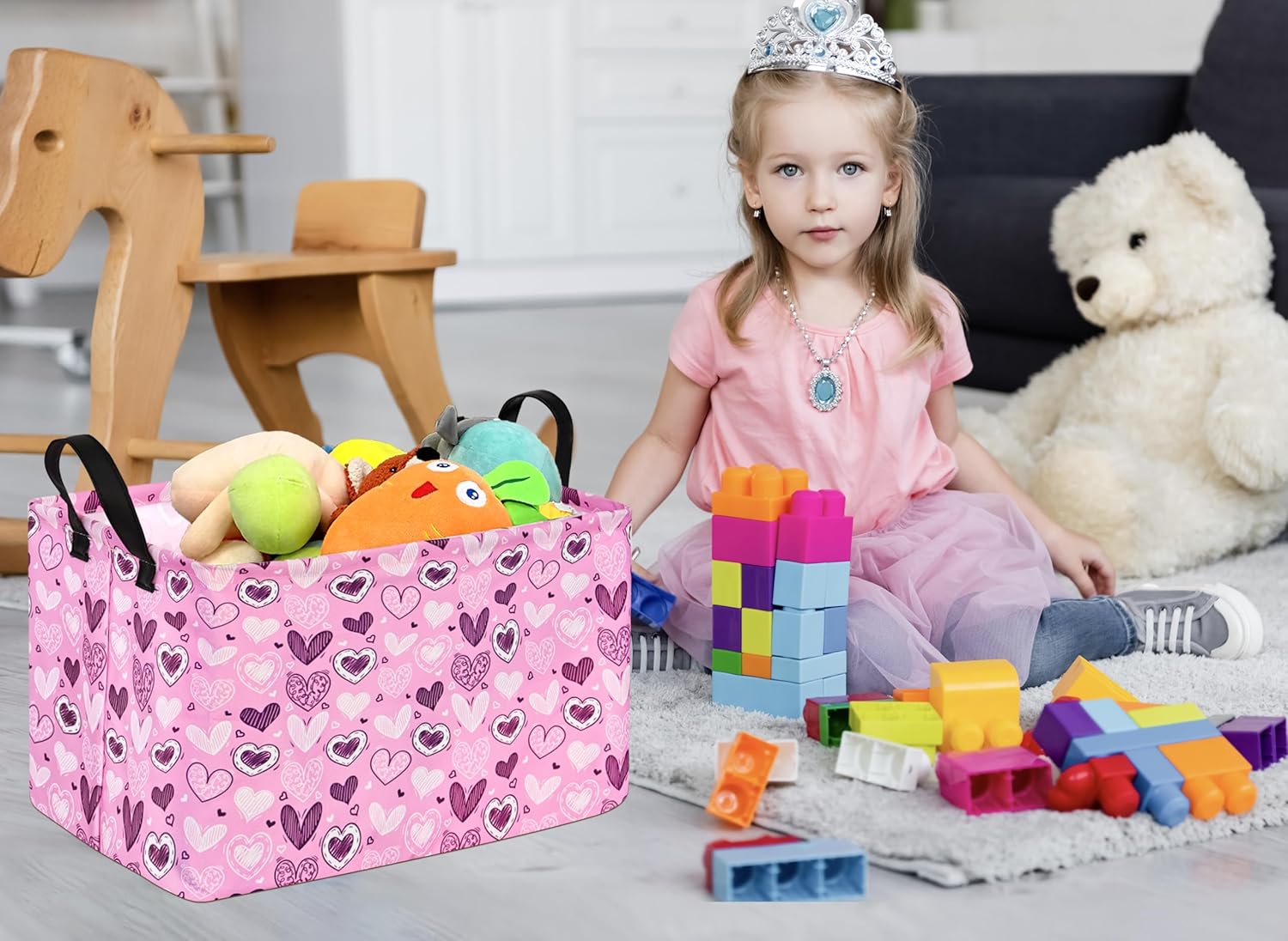 Valentine Pink Storage Basket for Kids Room