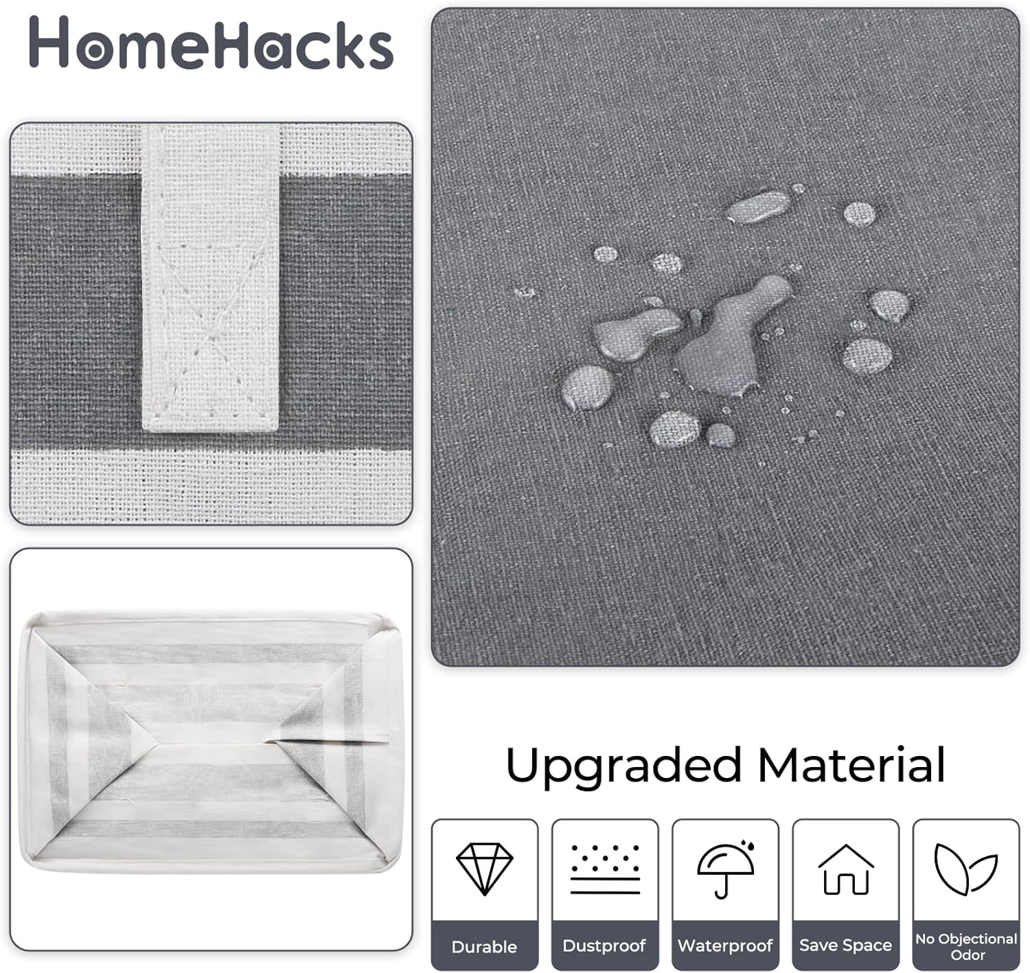 HomeHacks 3-Pack Large Laundry Basket Powerful Design Durable Waterproof