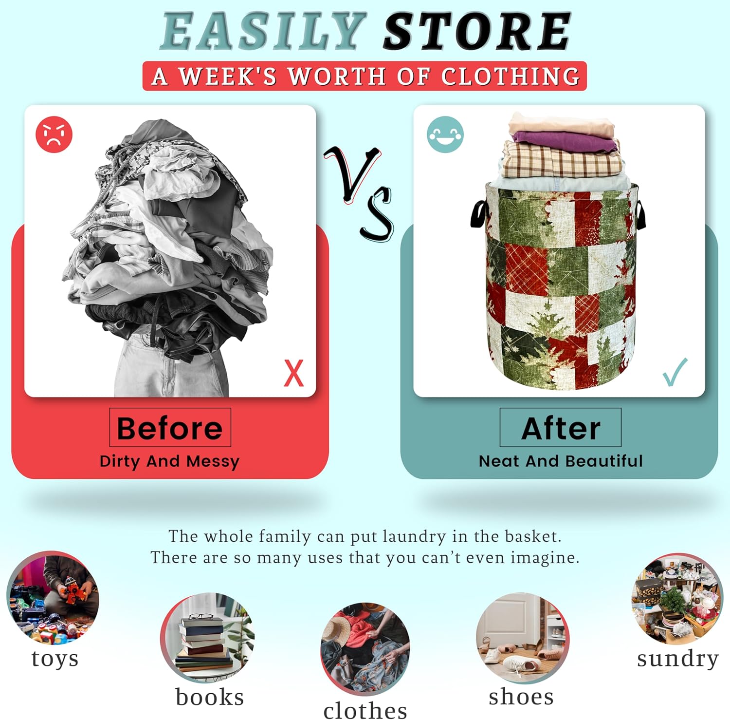 Festive Retro Christmas Tree Laundry Basket - Red Green Collectible 189x165 Inches