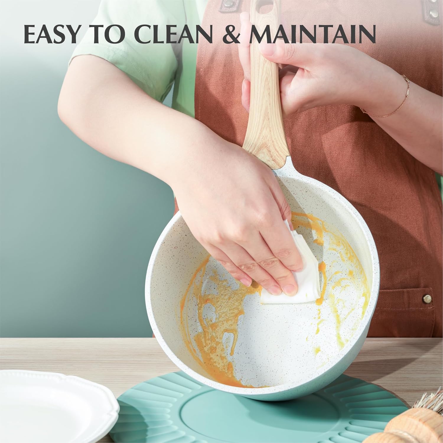 2 Quart Nonstick Ceramic Saucepan with Lid