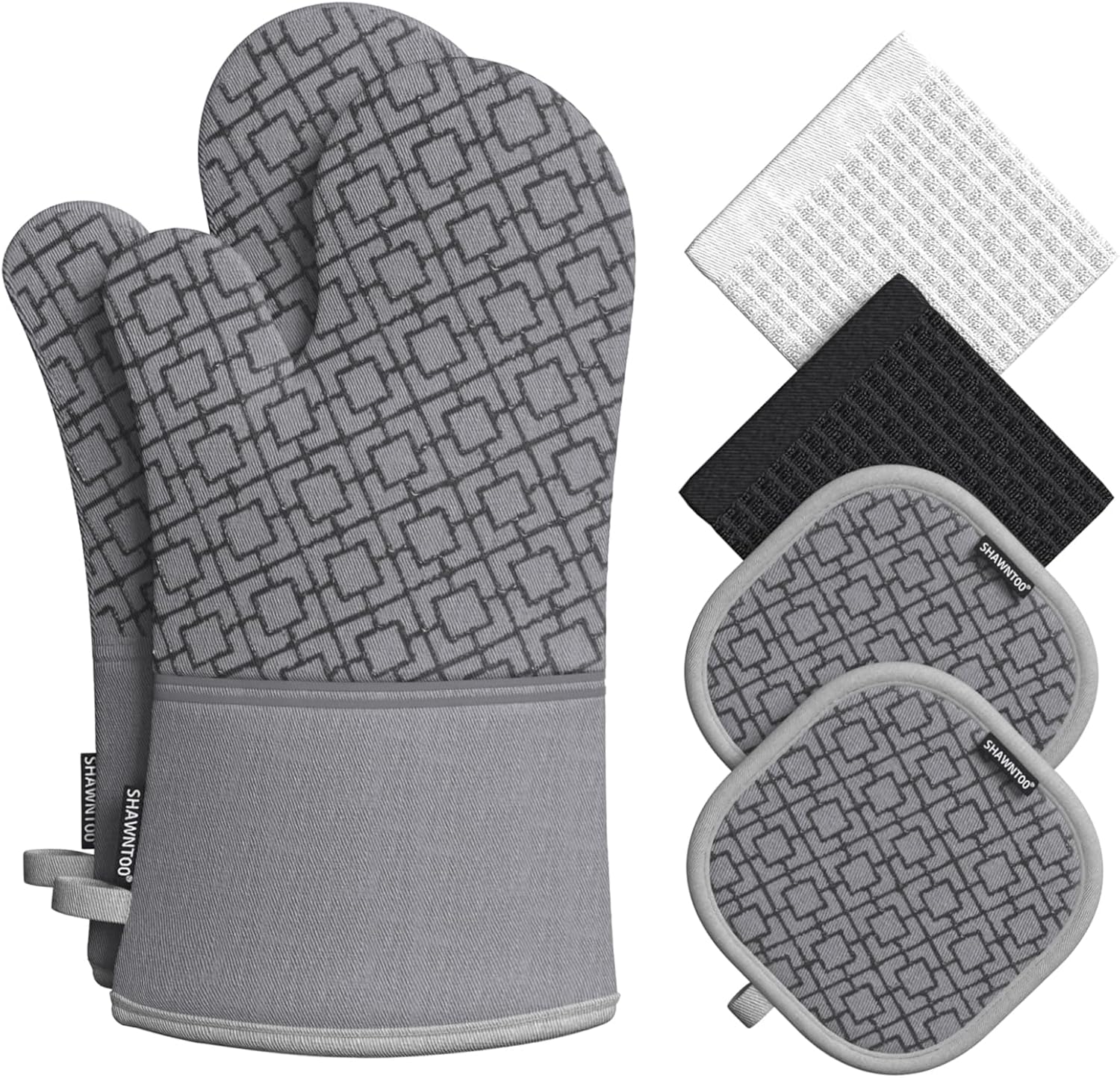 Safe Durable Oven Mitts Set for Cooking Baking