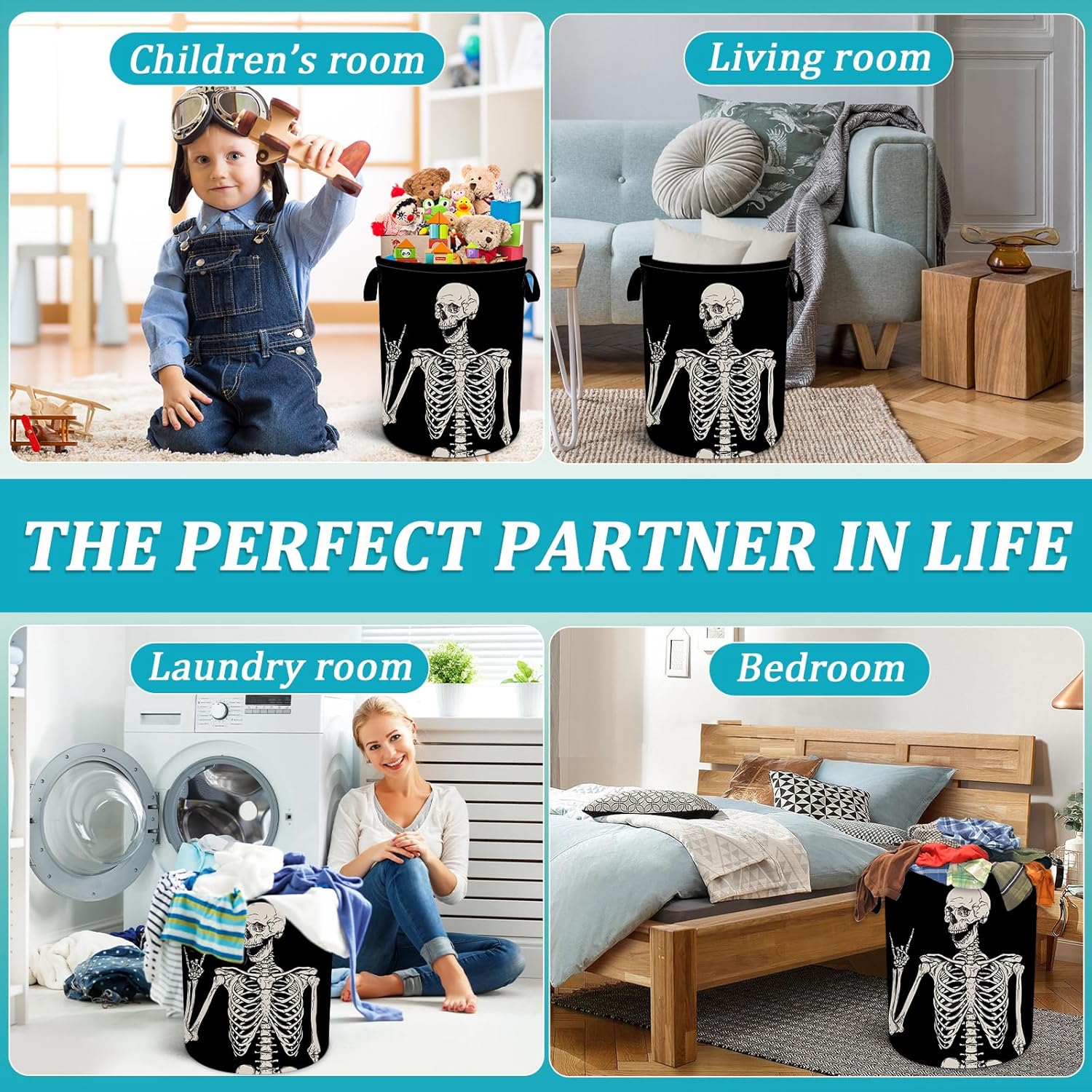 Funny Skull Laundry Hamper