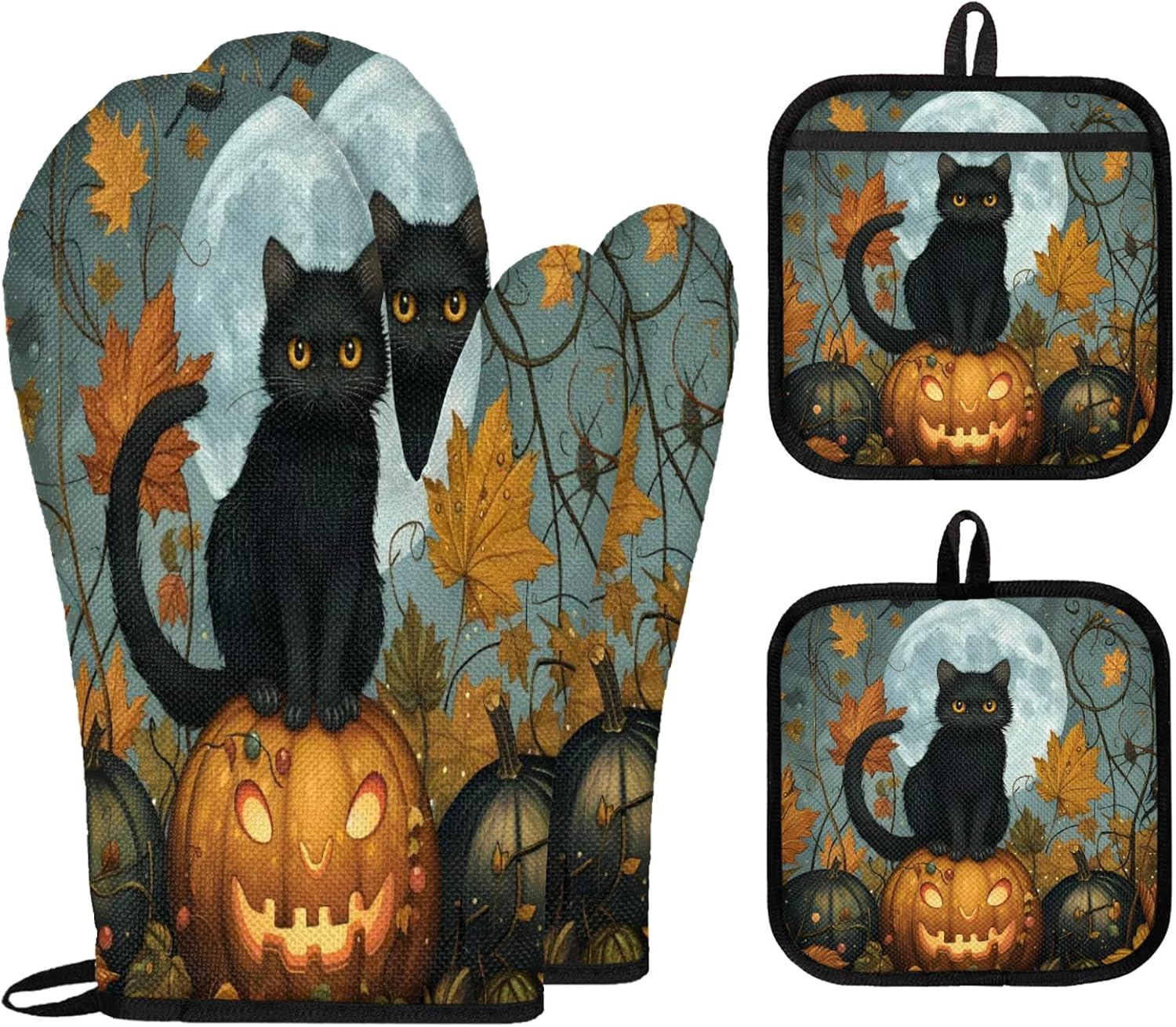 Halloween Treats Tropical Life Black Cat 4-Piece Set