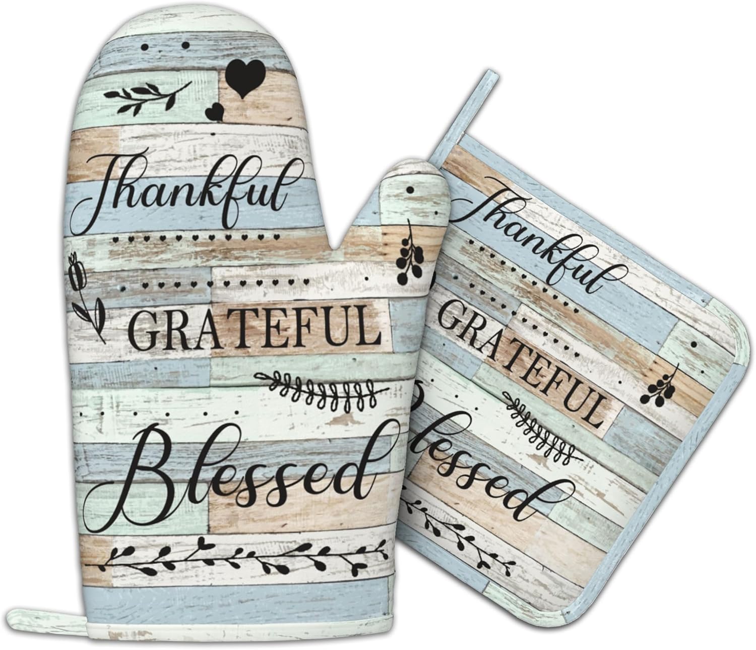 Boulda Farmhouse Thanksgiving Oven Mitts Heat Resistant Kitchen Gloves