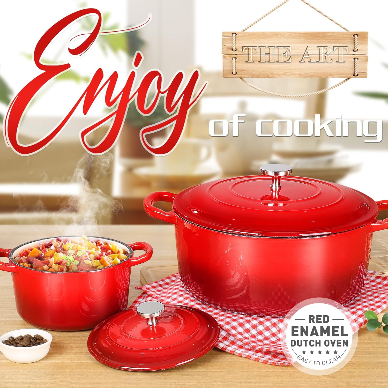 Elegant Dutch Oven Set with 6QT 15QT Pots
