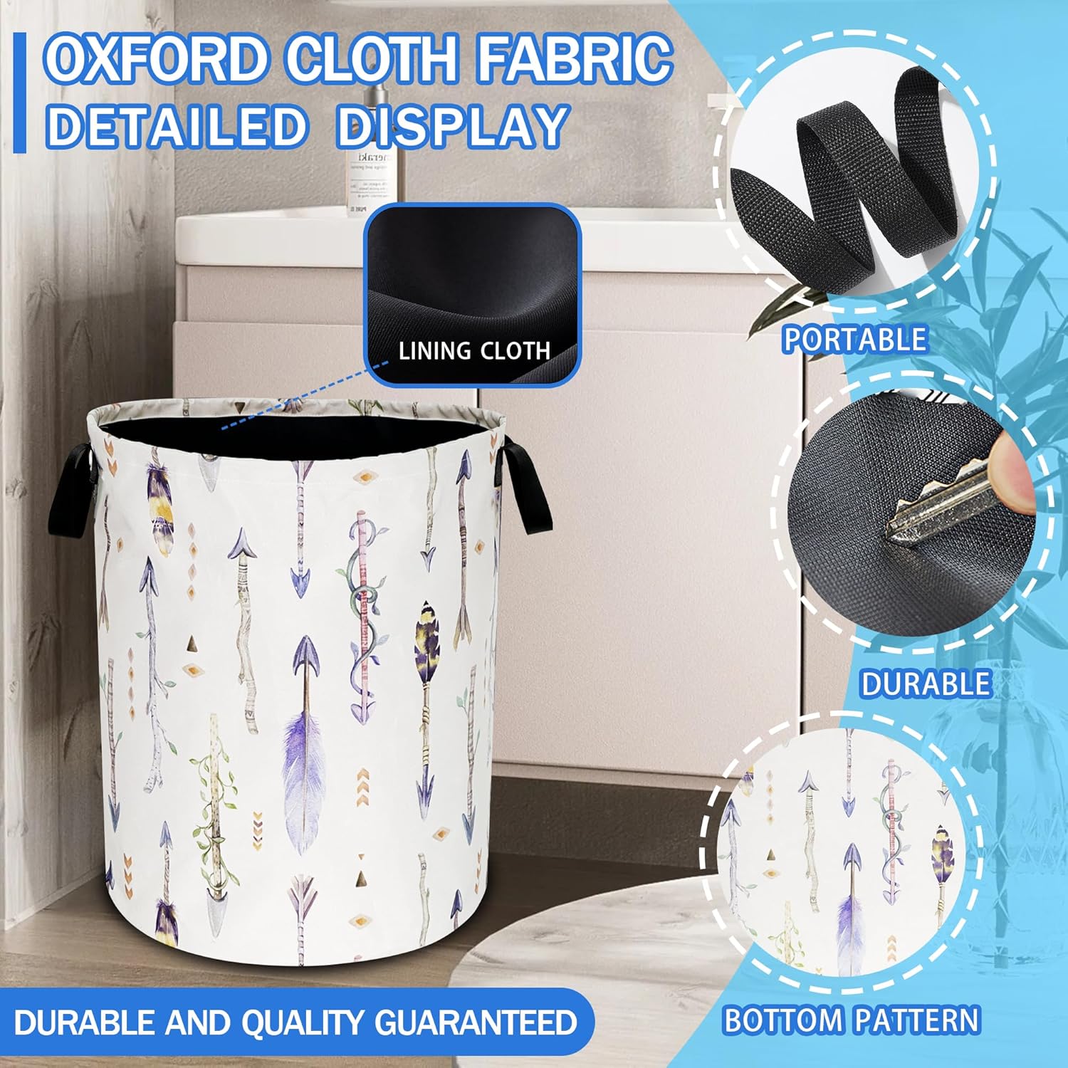 Tribal Feather Arrows Foldable Laundry Basket with Handle