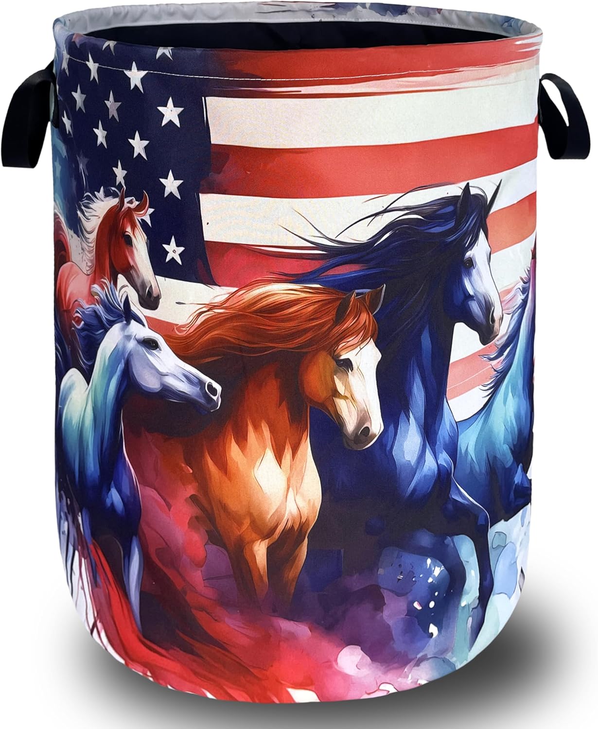 American Flag Horse Laundry Basket