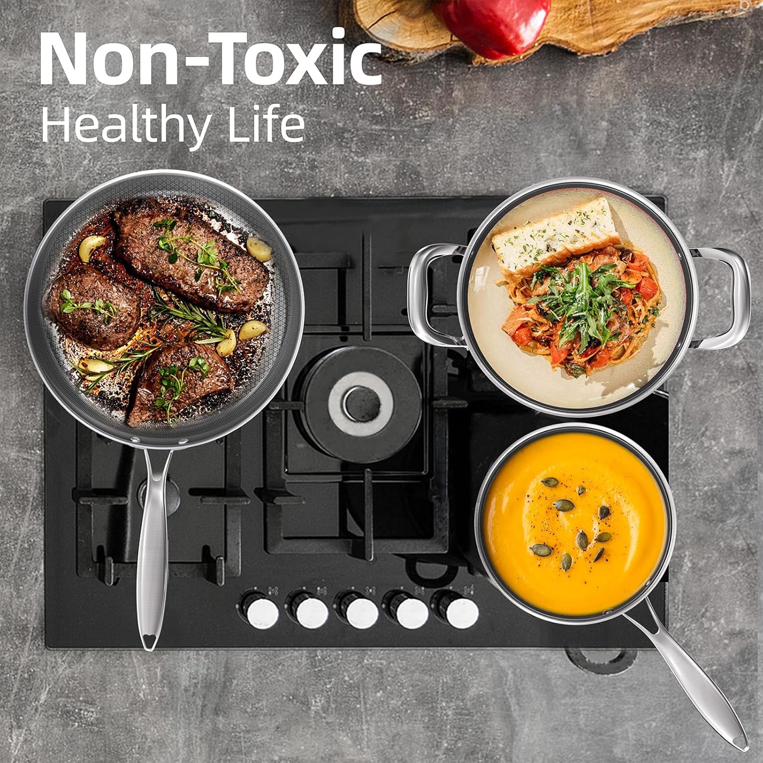 Stainless Steel Saucepan Nonstick with Ceramic Lid