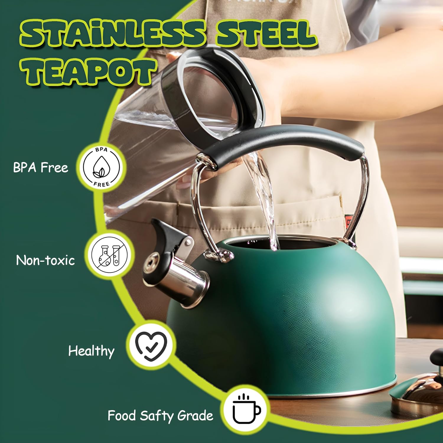 Drieamboat Tea Kettle Stovetop 3 Quart Whistling Tea Pot