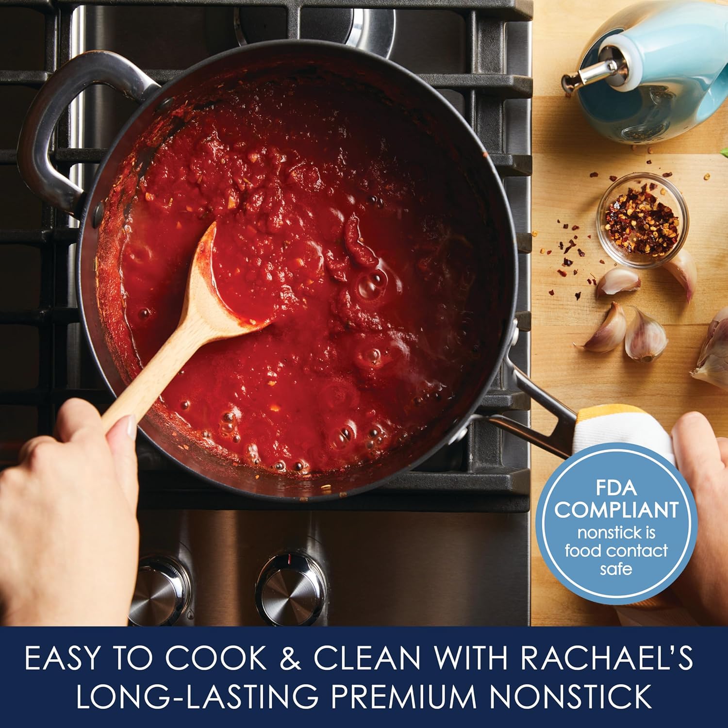 Rachael Ray Cook Create 45 Quart Hard Anodized Nonstick Saucepan with Lid