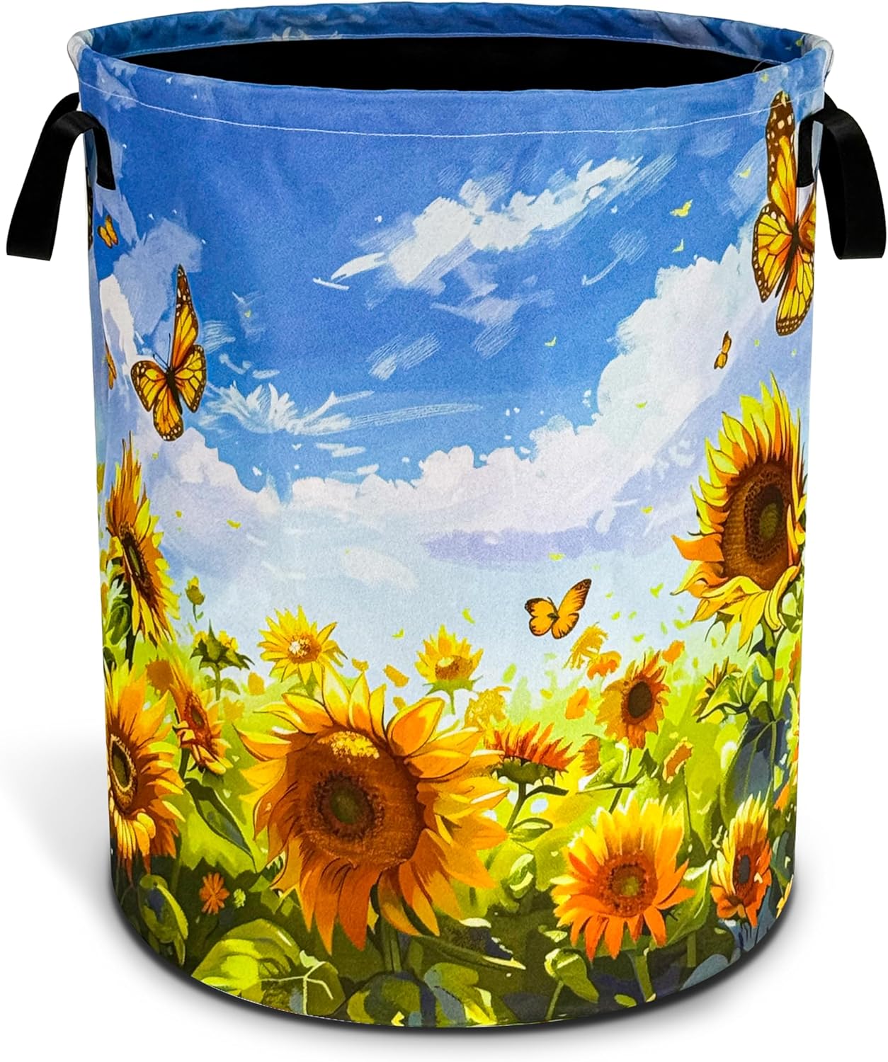 Sunflowers Butterflies Lightweight Foldable Laundry Basket