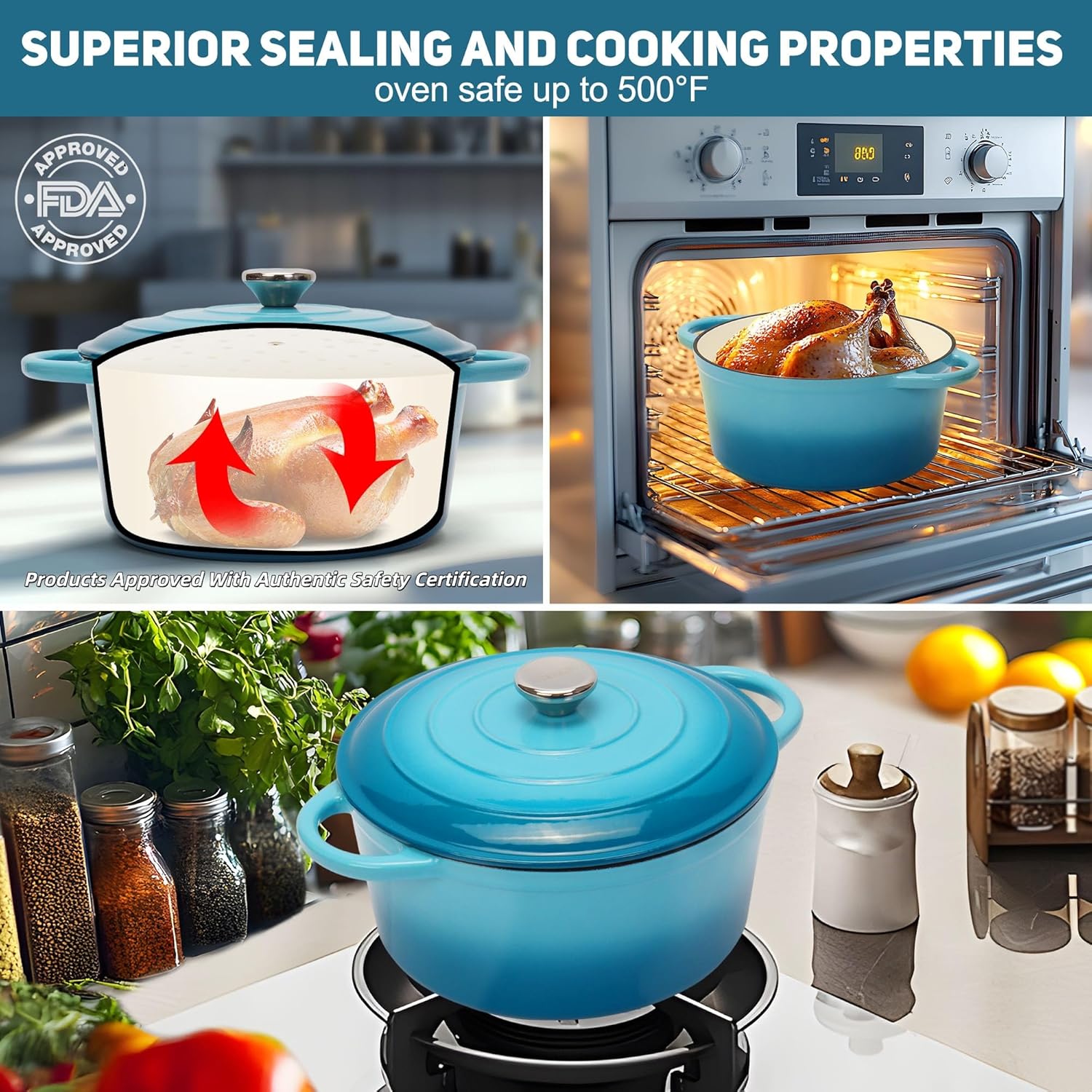 5 QT Cast Iron Dutch Oven for Perfect Bread Baking
