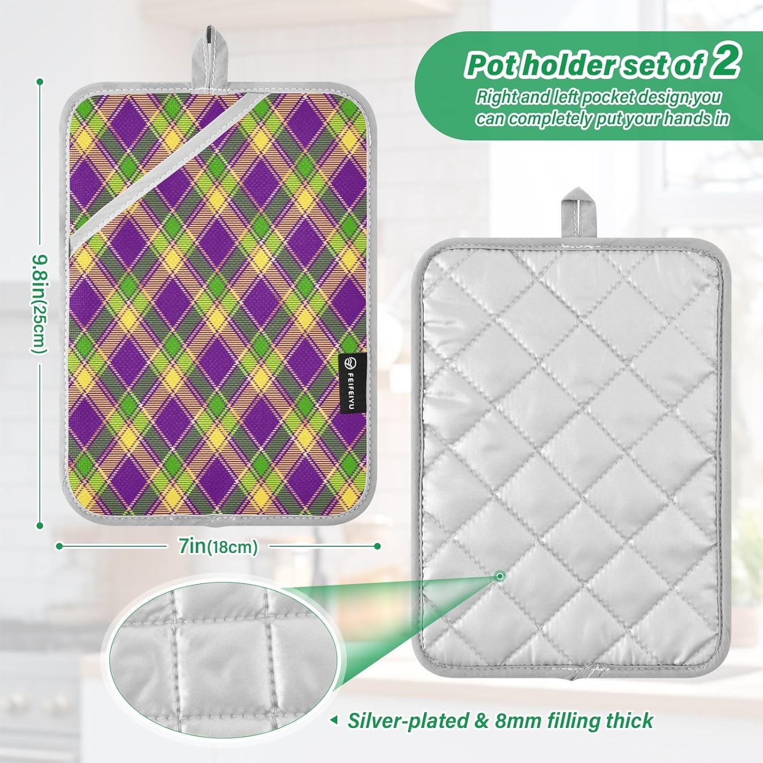 Double-Thickness Potholders Set Heat-Resistant Durable