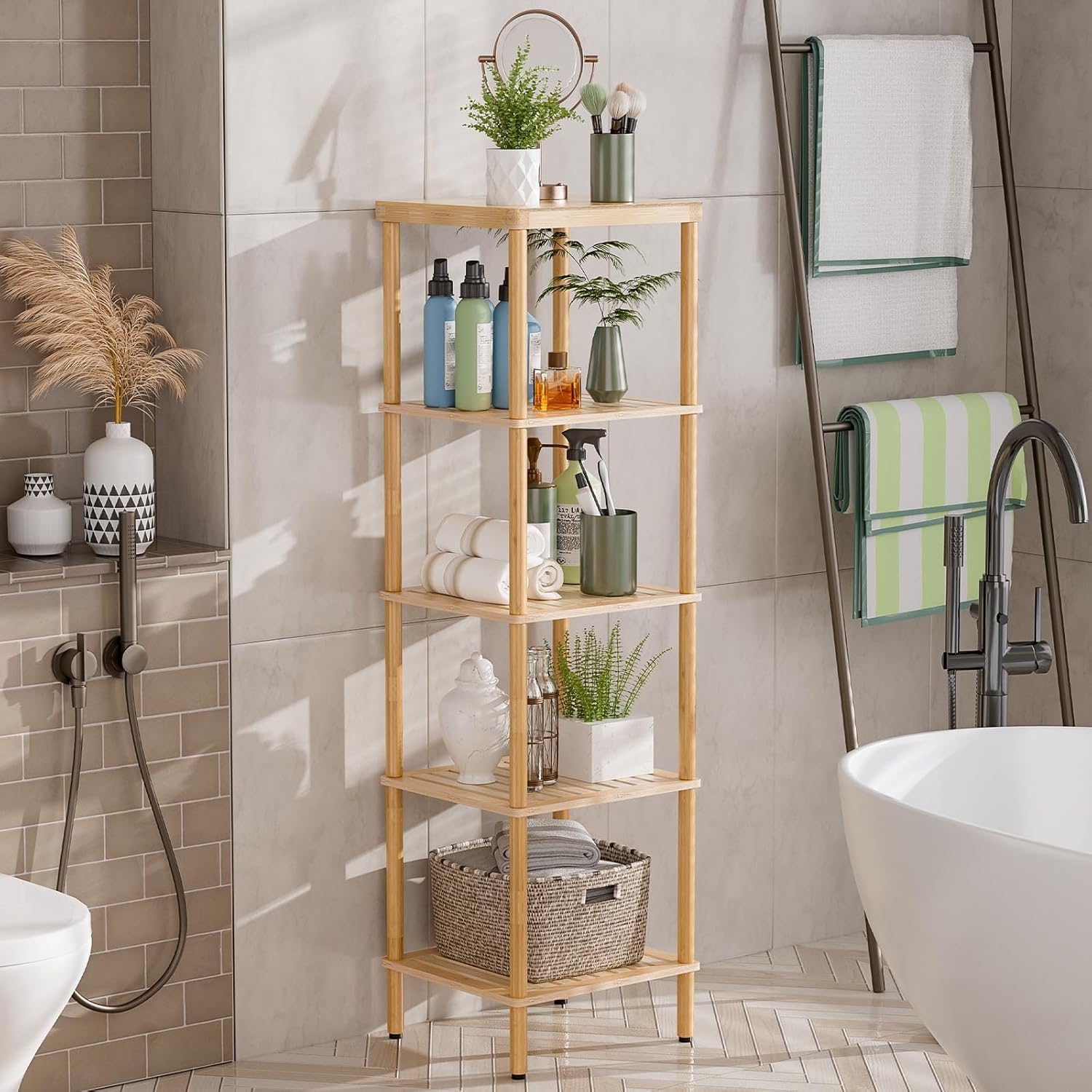 AmazerBath Eco-Friendly Bamboo Bathroom Shelf