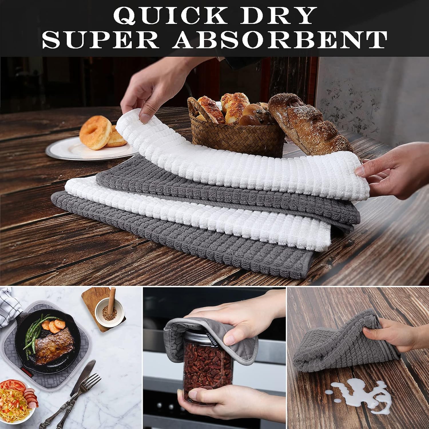 Safe Durable Oven Mitts Set for Cooking Baking