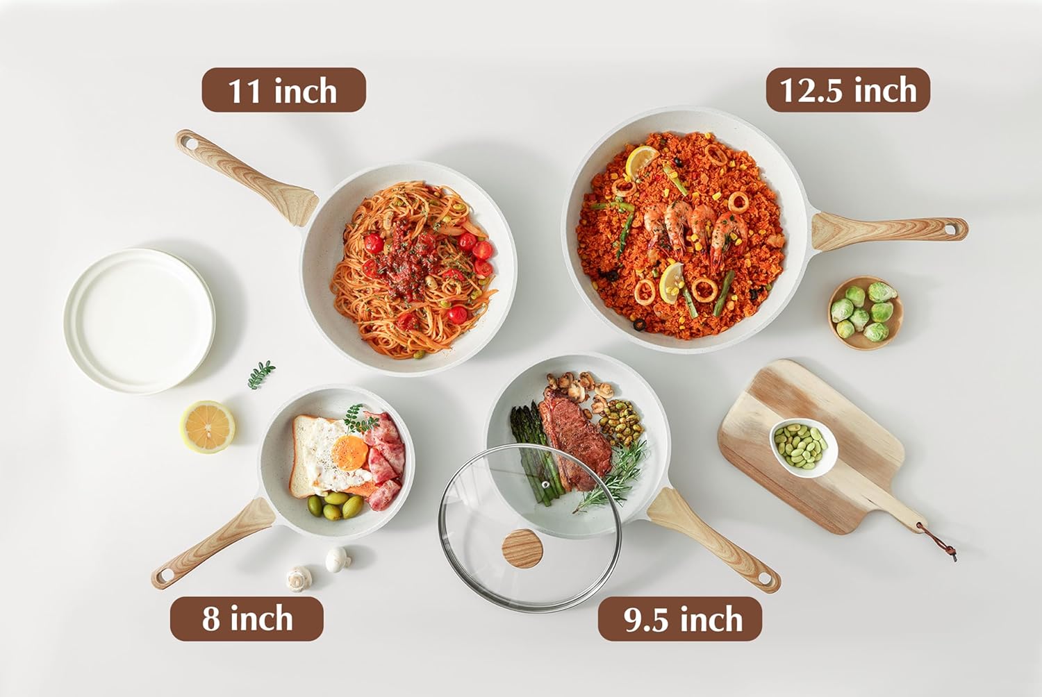 SENSARTE Nonstick Ceramic Frying Pan with Lid Safe Non-toxic and Healthy