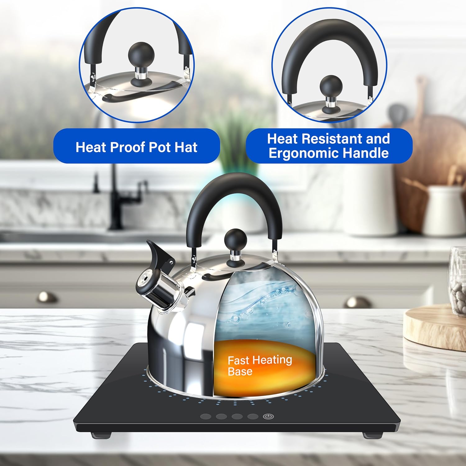 YSSOA Whistling Stainless Steel Tea Kettle