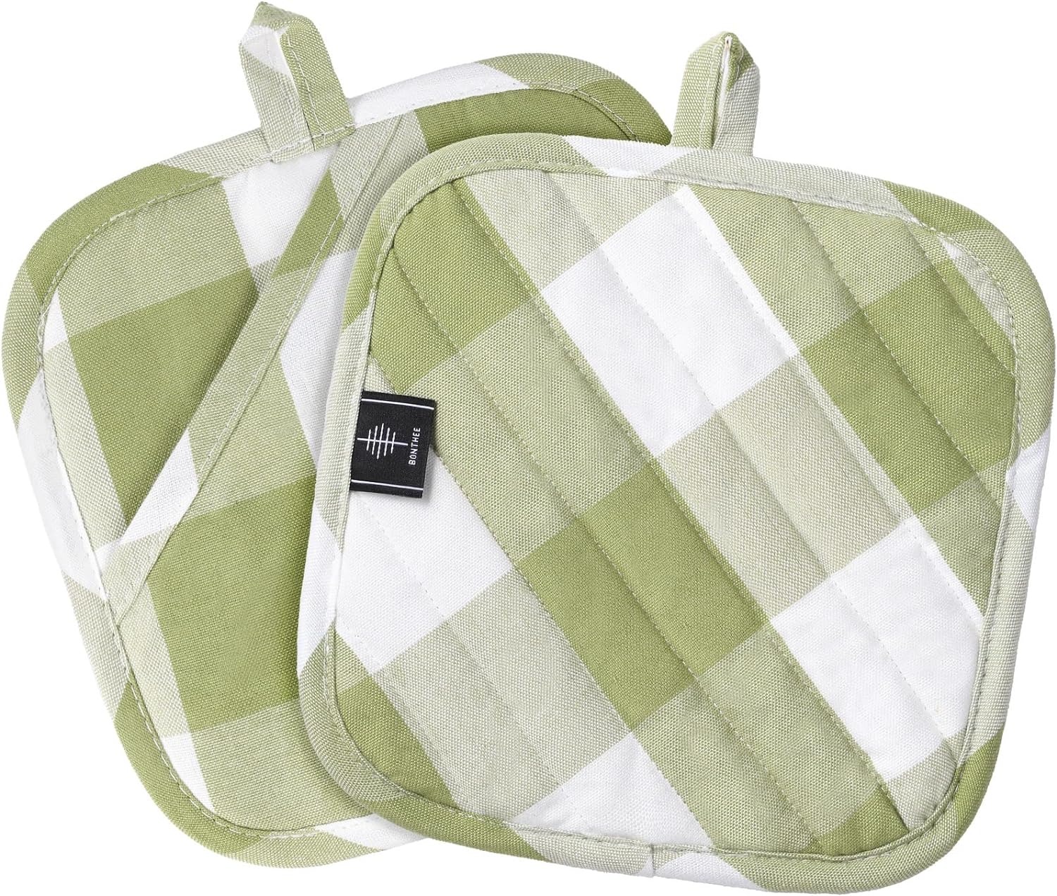 2-Piece Green Plaid Heat-Resistant Pot Holders