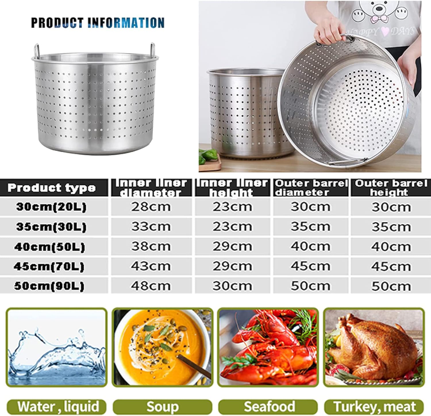 Ergonomic Stainless Steel Stock Pot