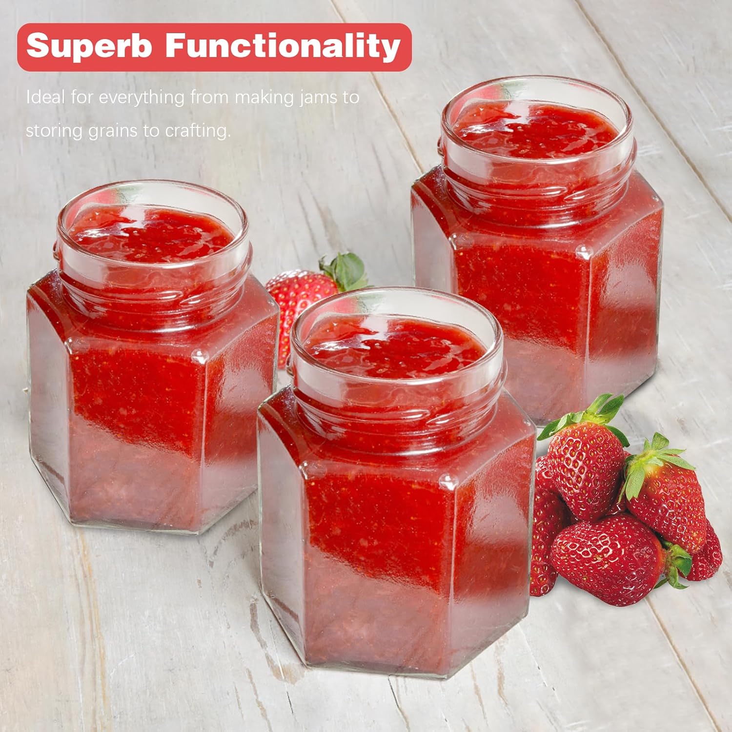 Glass Jam Jars with Screw Top Lids 280ml 12 Pack