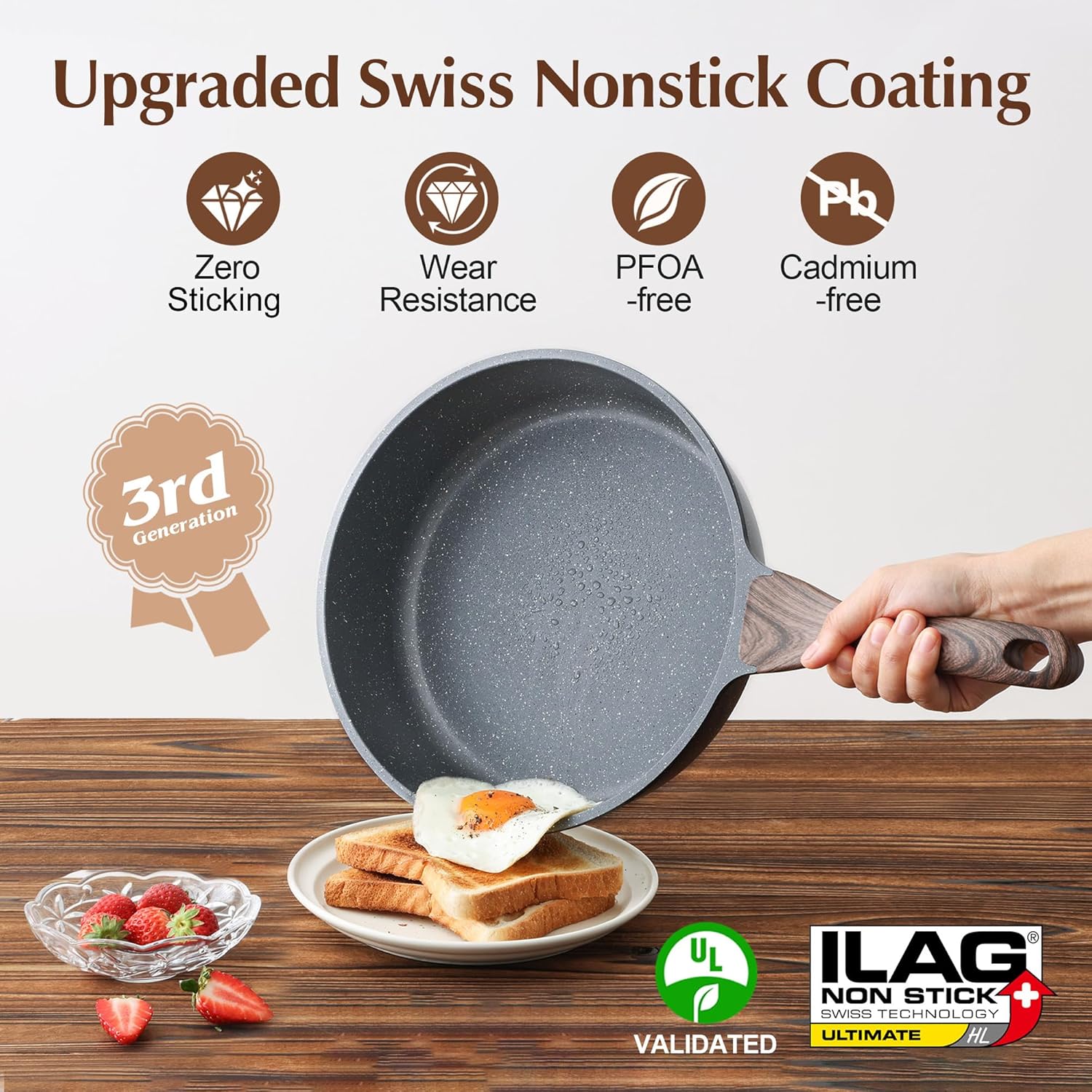 SENSARTEStay-Cool Deep-Frying Pan with Non-Stick Surface 10-Inch