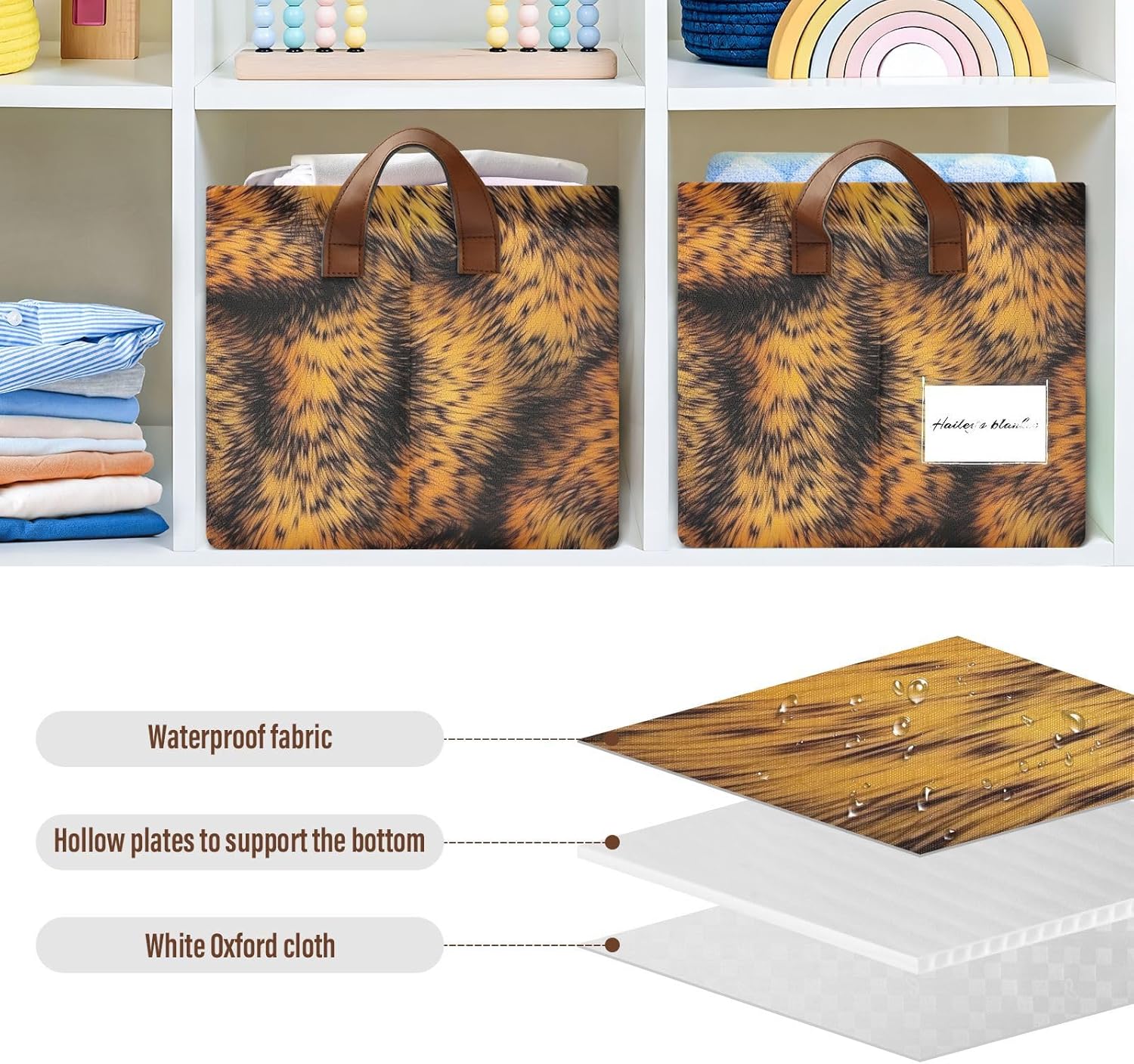 Big Leopard Dresser Storage Basket - Collapsible Waterproof