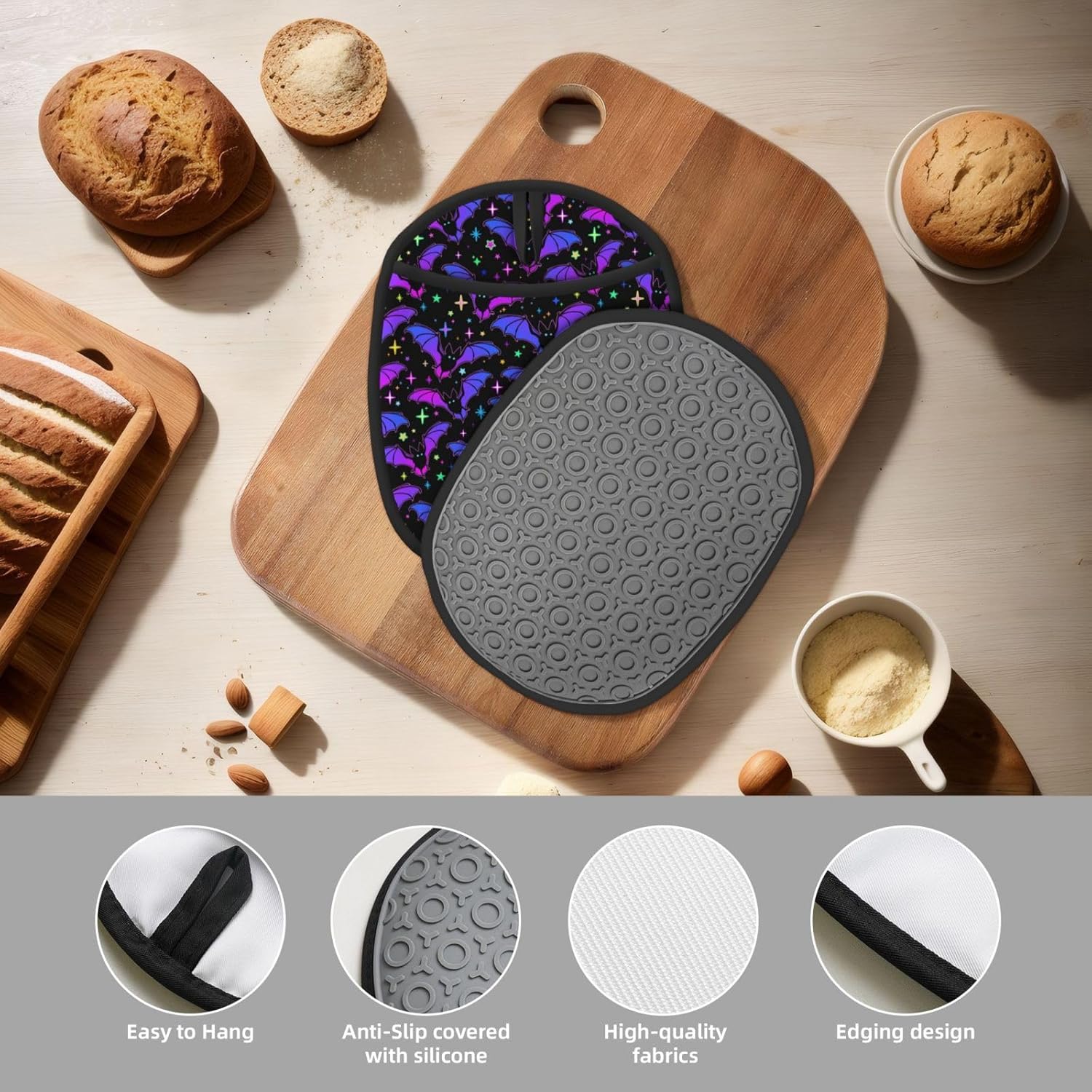 Halloween Heat-Resistant Silicone Potholders with Pocket