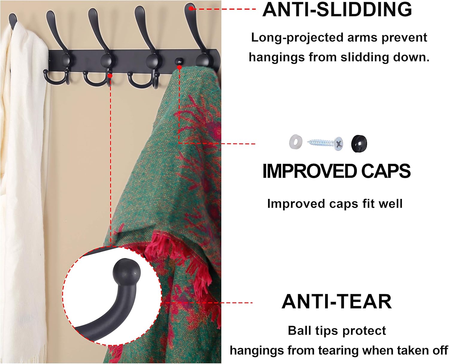 Durable Wall-Mounted Coat Rack