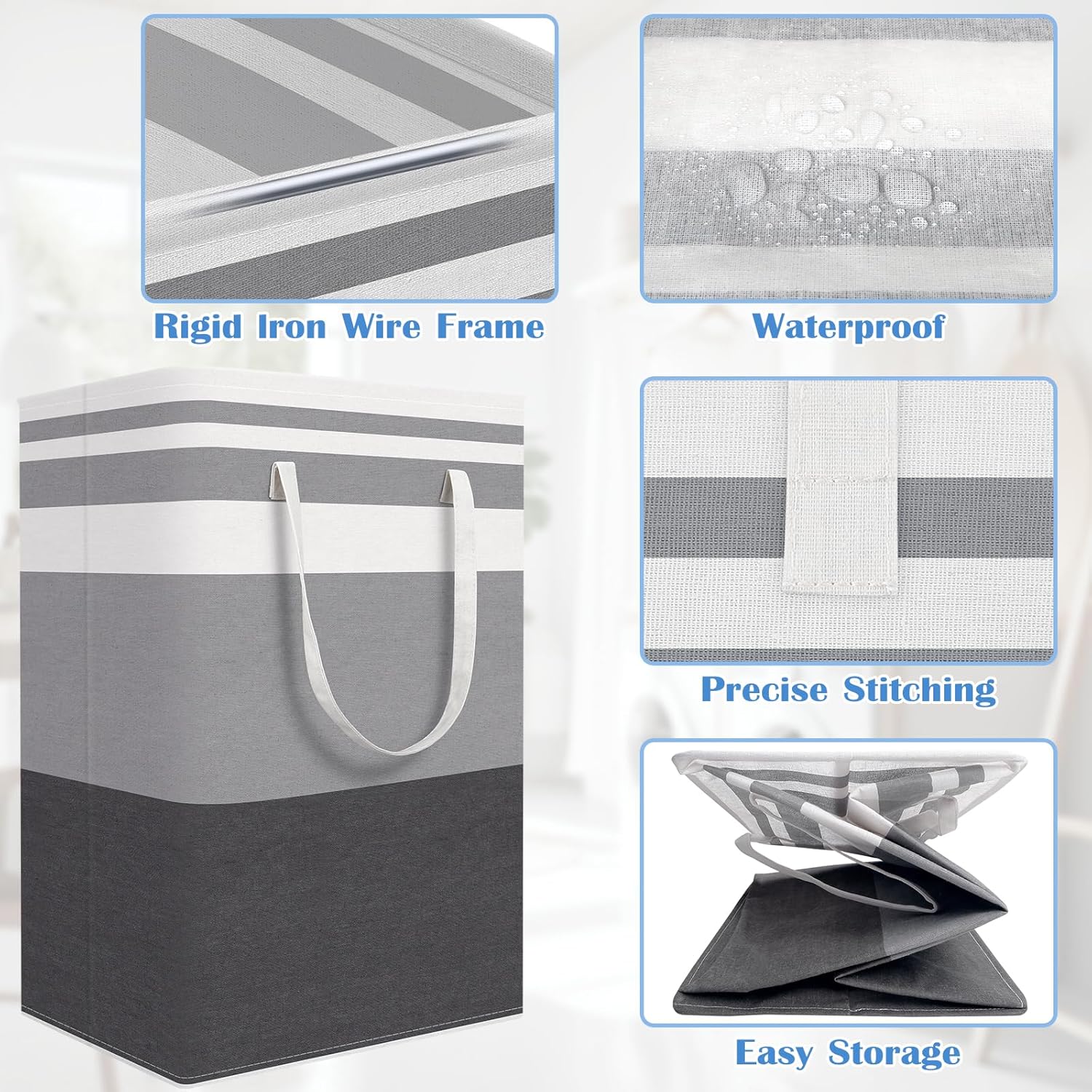 BlissTotes 3-Pack Freestanding Laundry Basket