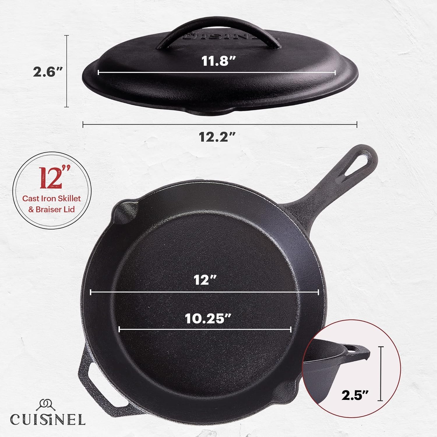 Perfect 12-inch Cast Iron Skillet for Grill Fry and More